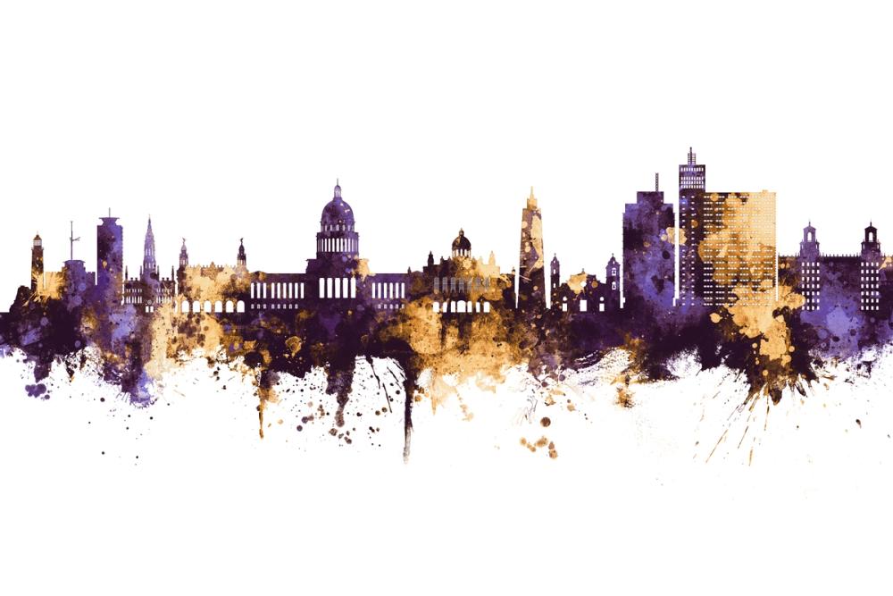 Havana Cuba Skyline Purple & Gold