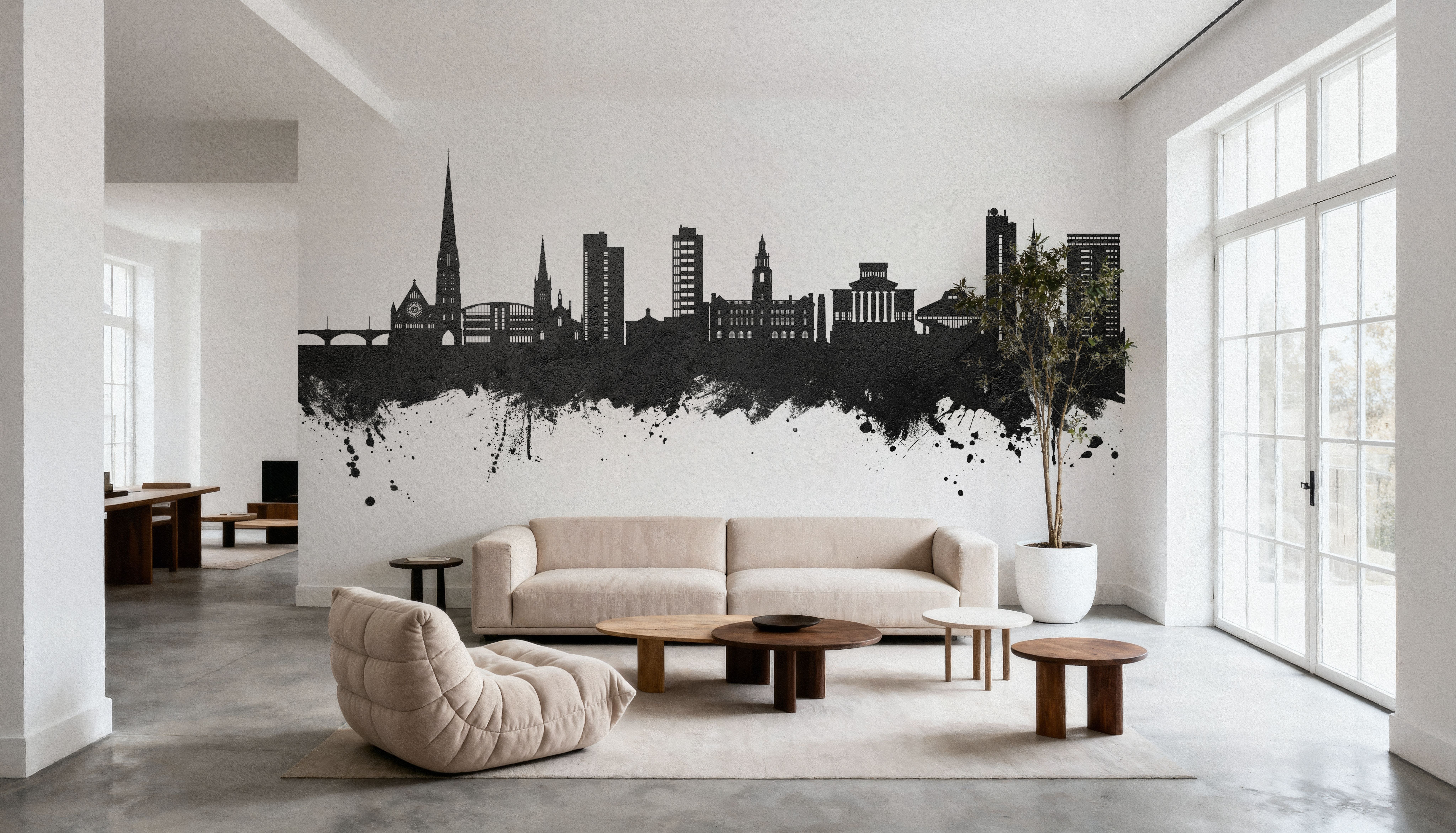 Preston England Skyline Black & White