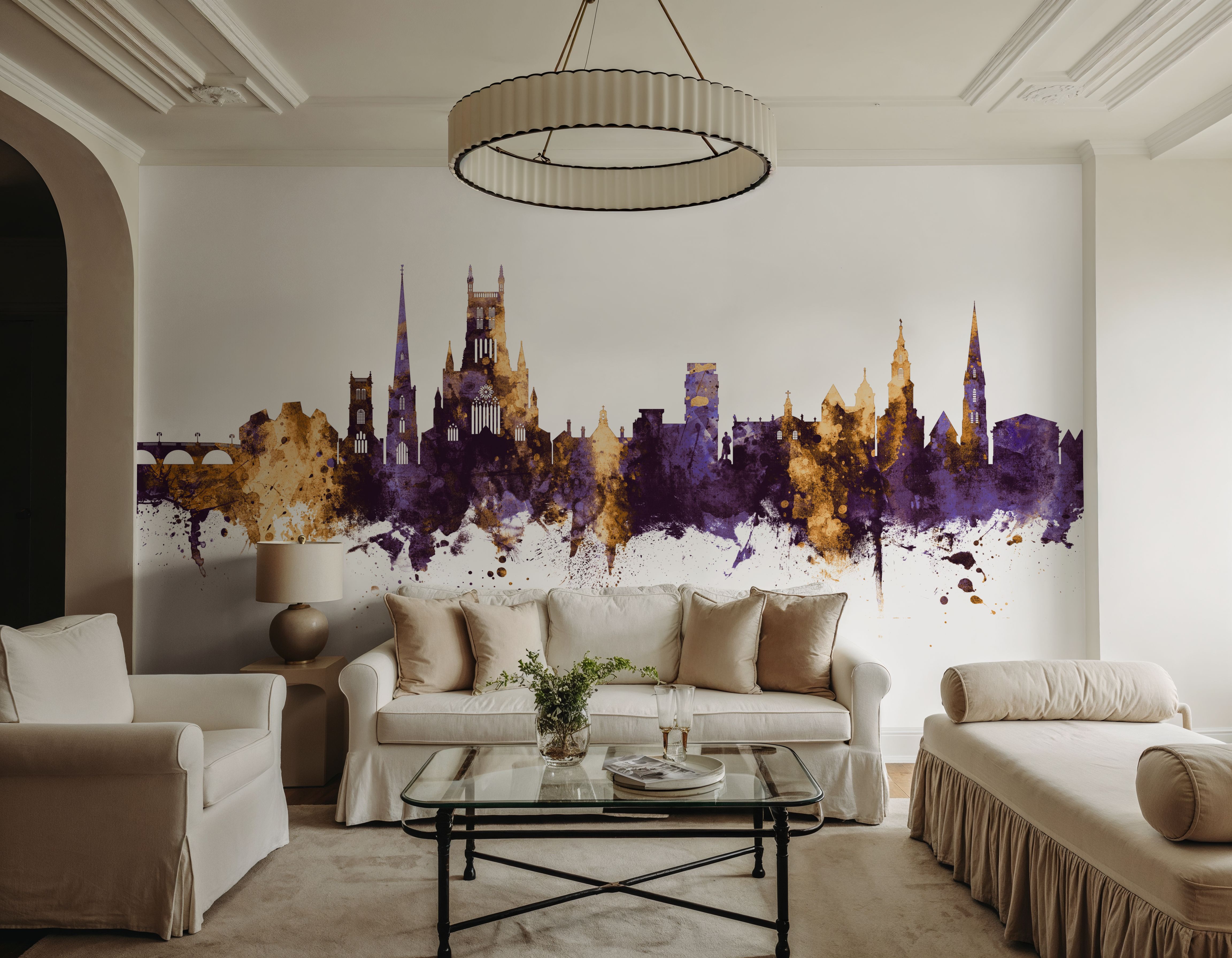 Worcester England Skyline Purple & Gold