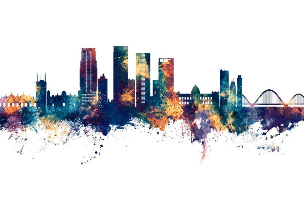 Dhaka Bangladesh Skyline Blue & Bronze