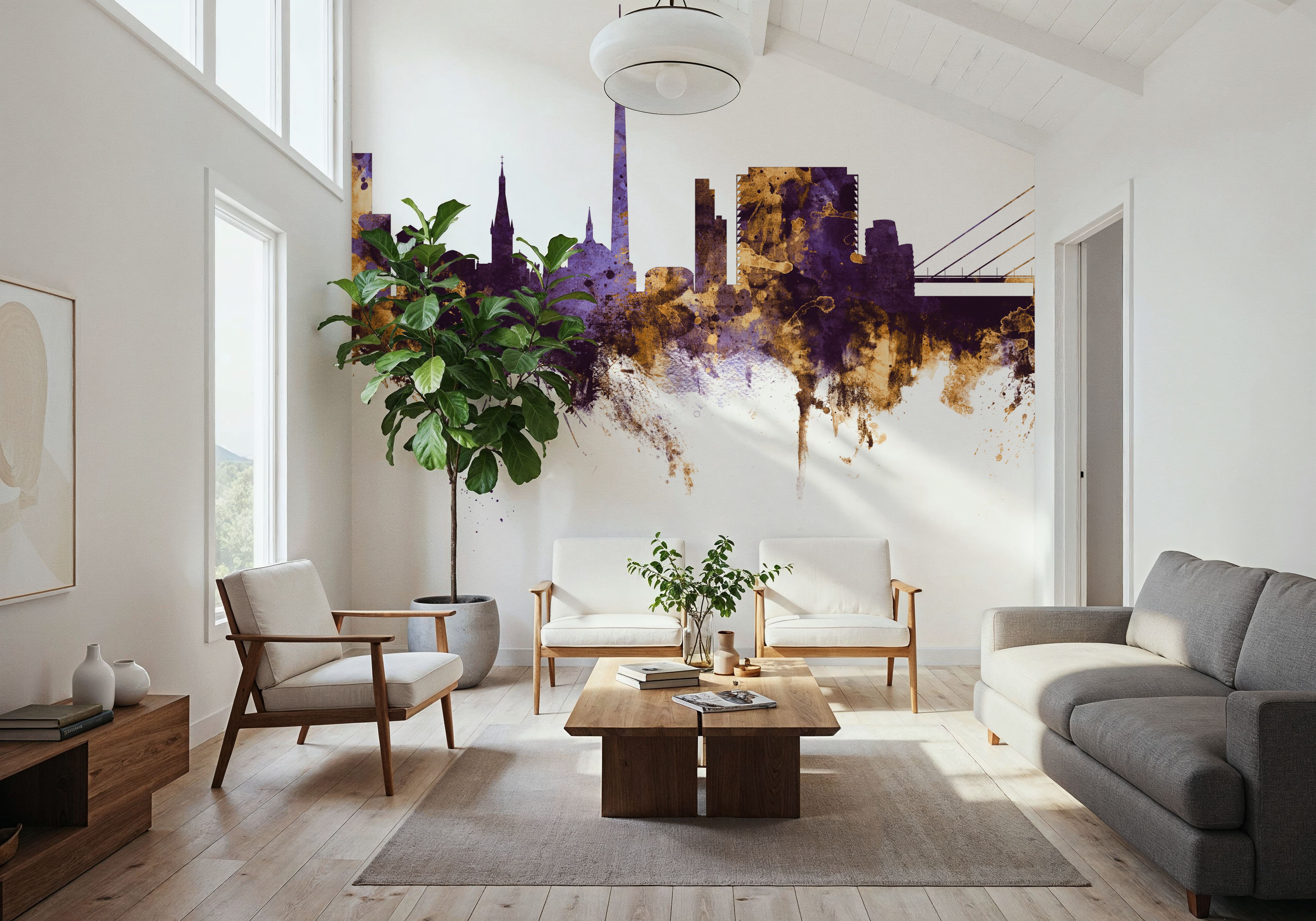 Düsseldorf Germany Skyline Purple & Gold