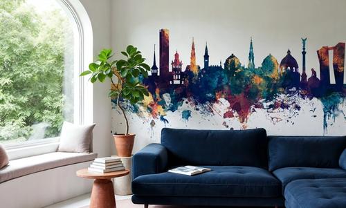 Copenhagen Skyline Blue & Bronze