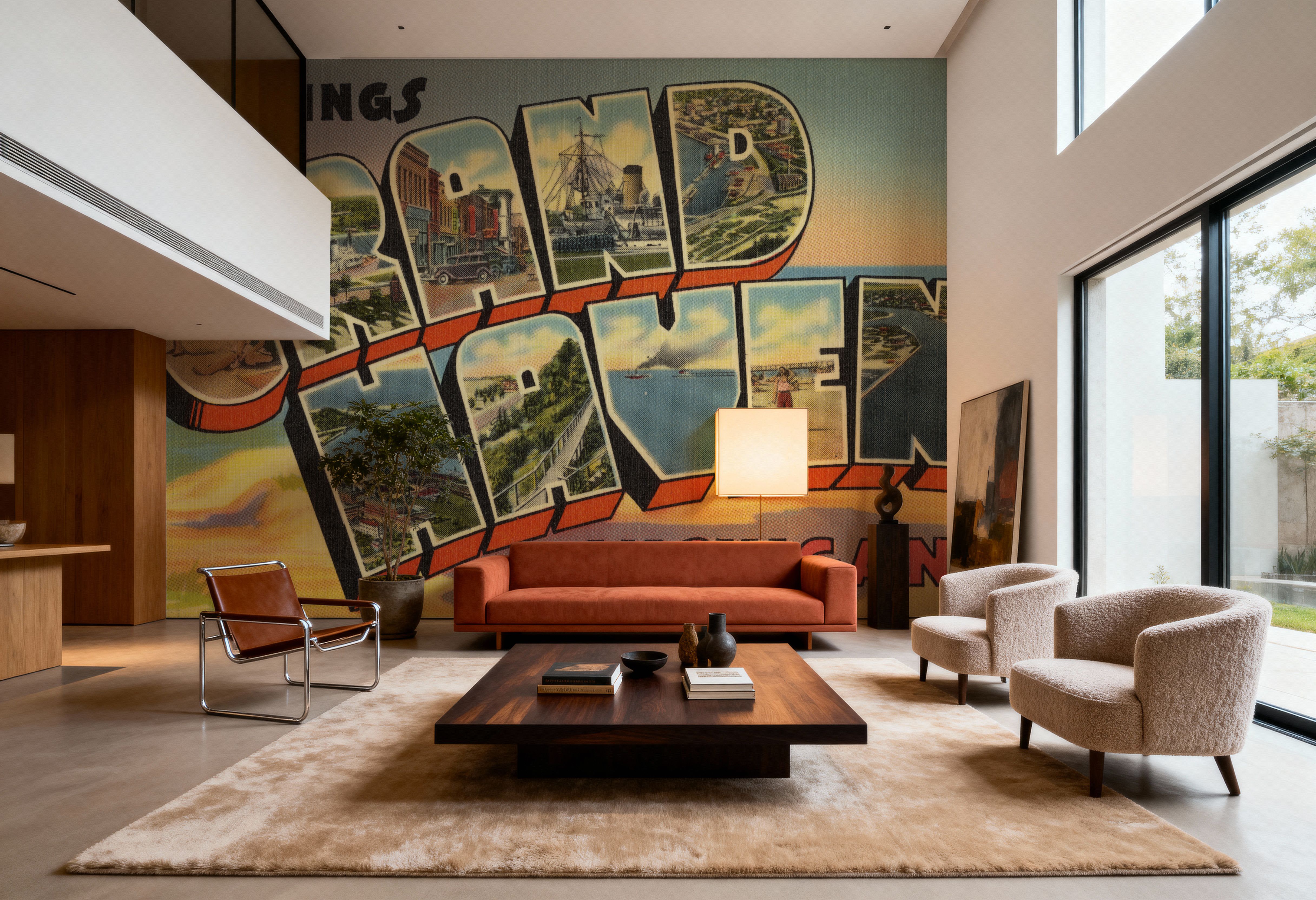 Greetings from Grand Haven - Screenprint Postcard, Wallpaper