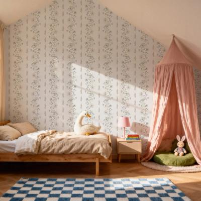 Trailing Flower Stripe, White