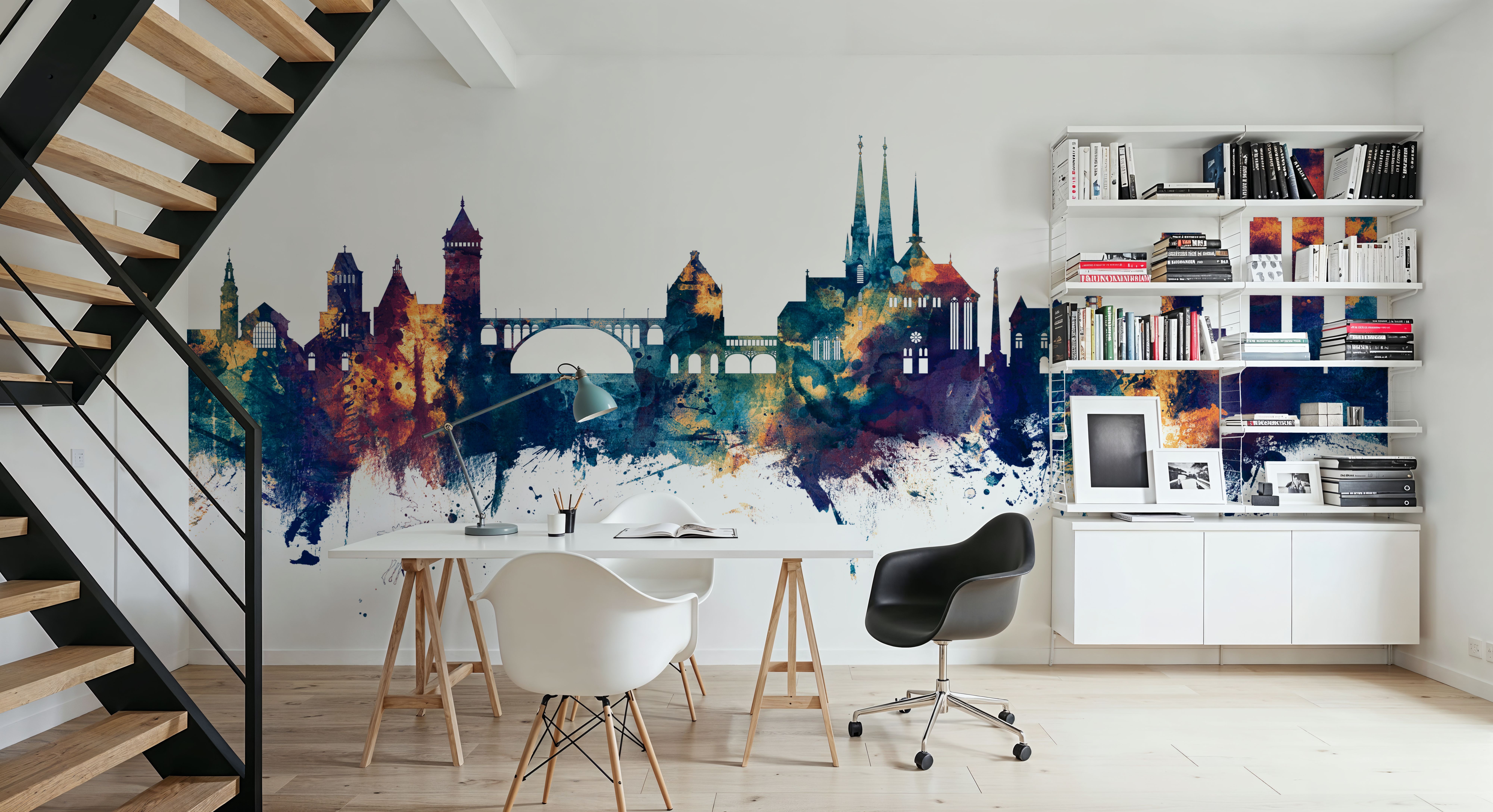 Luxembourg City Skyline Blue & Bronze