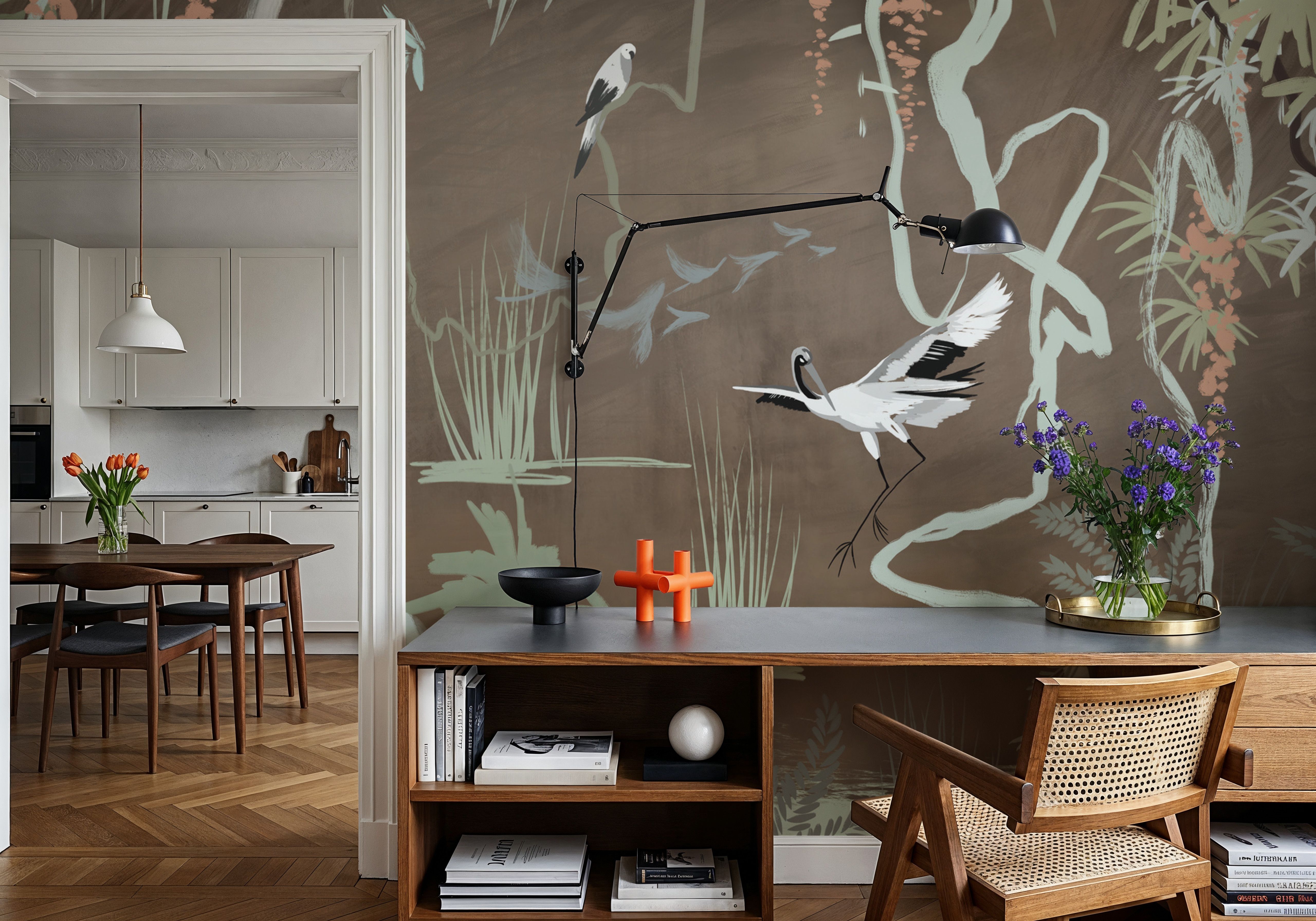 Painted Herons Scenery, Earth, Wallpaper