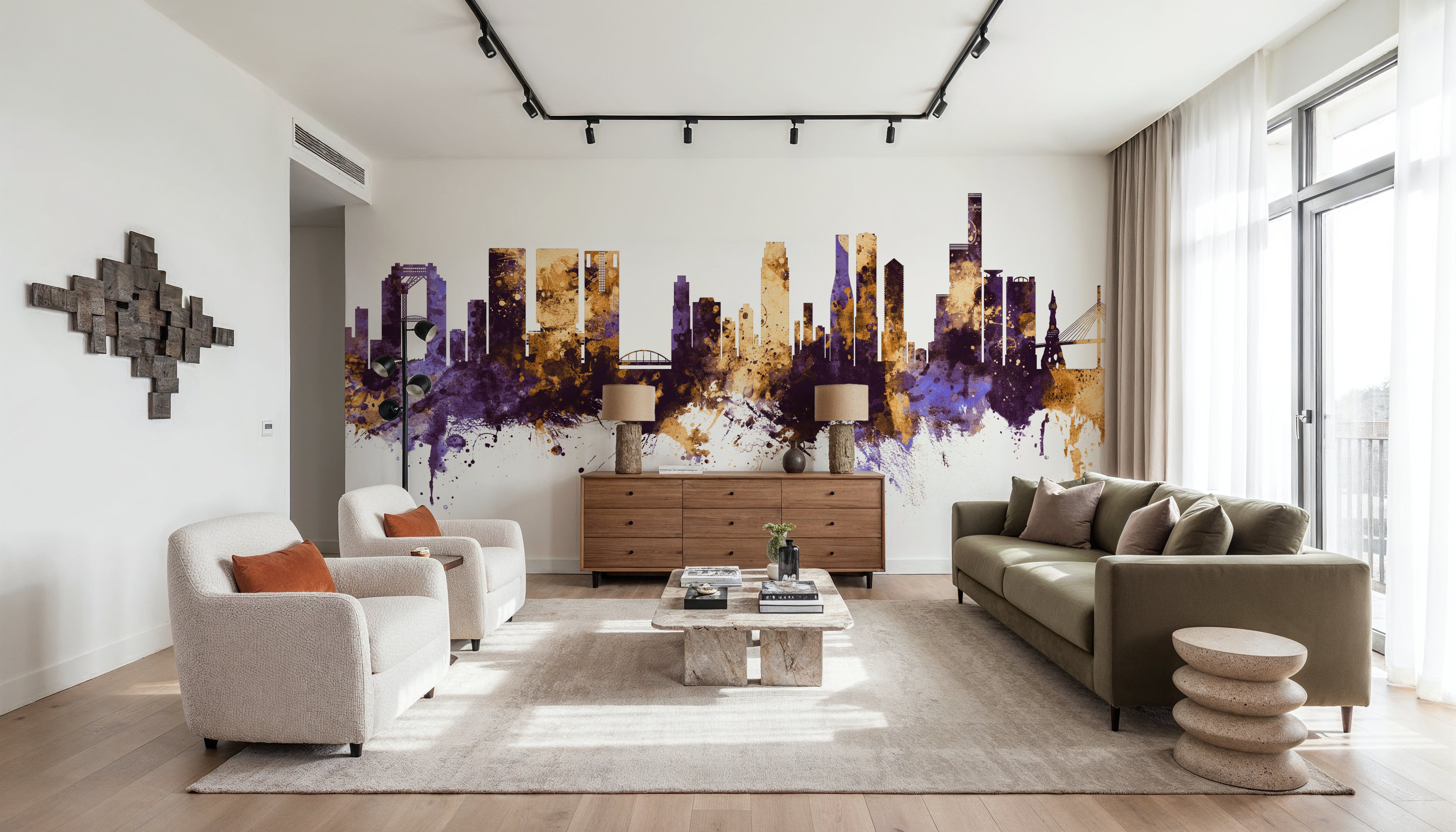 Osaka Skyline Purple & Gold