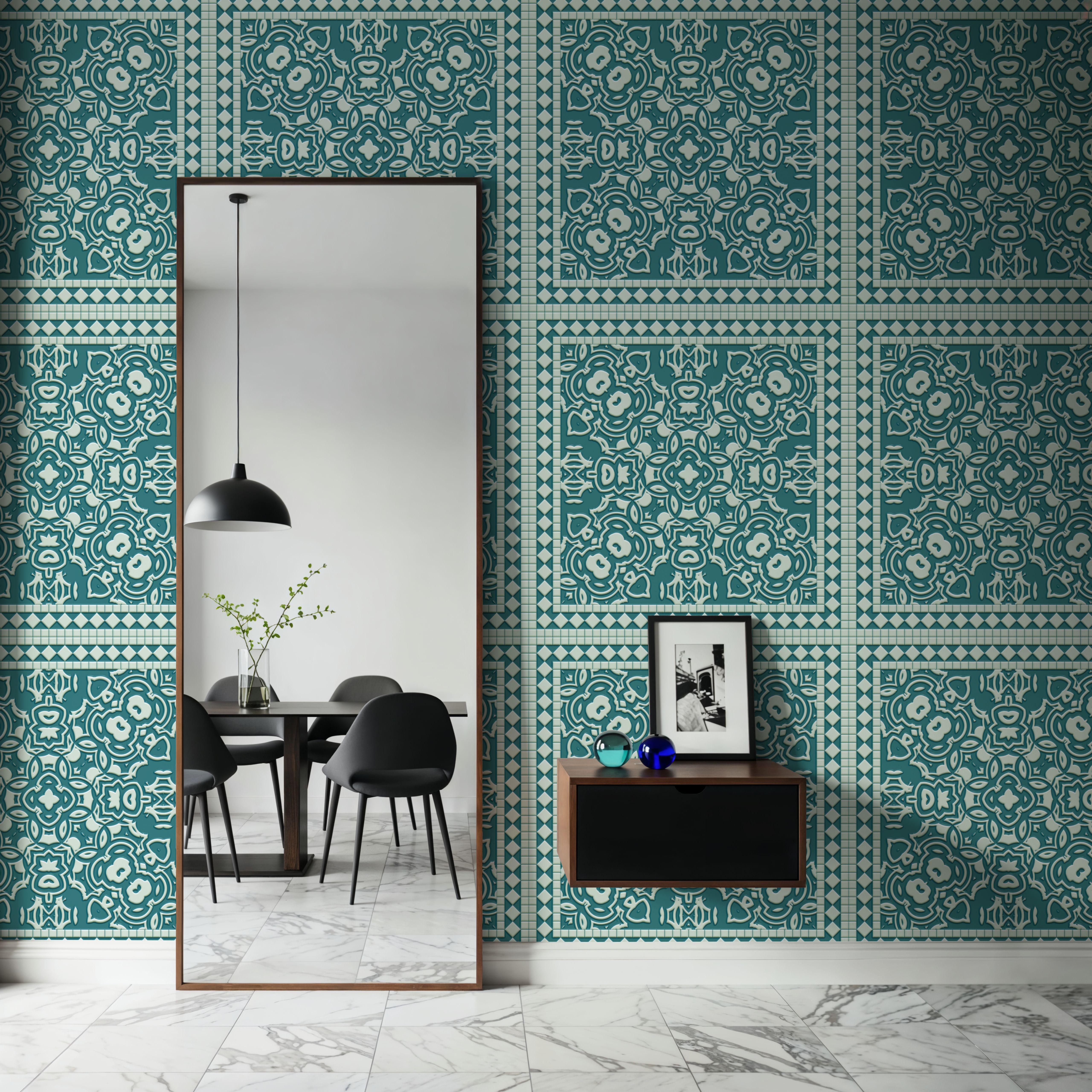 Mission Cement Tiles, Teal