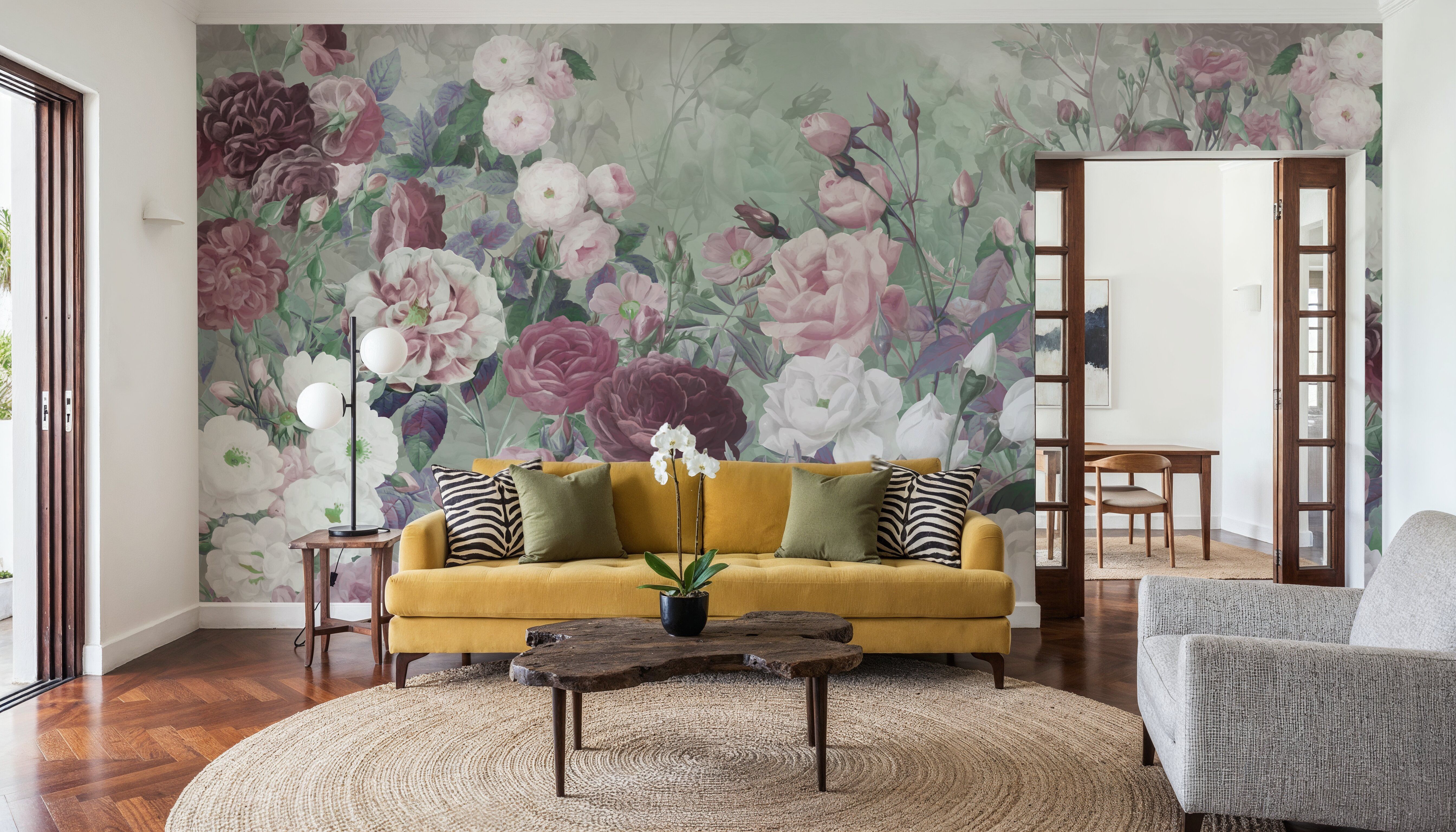 Rose Garden Green, Wallpaper