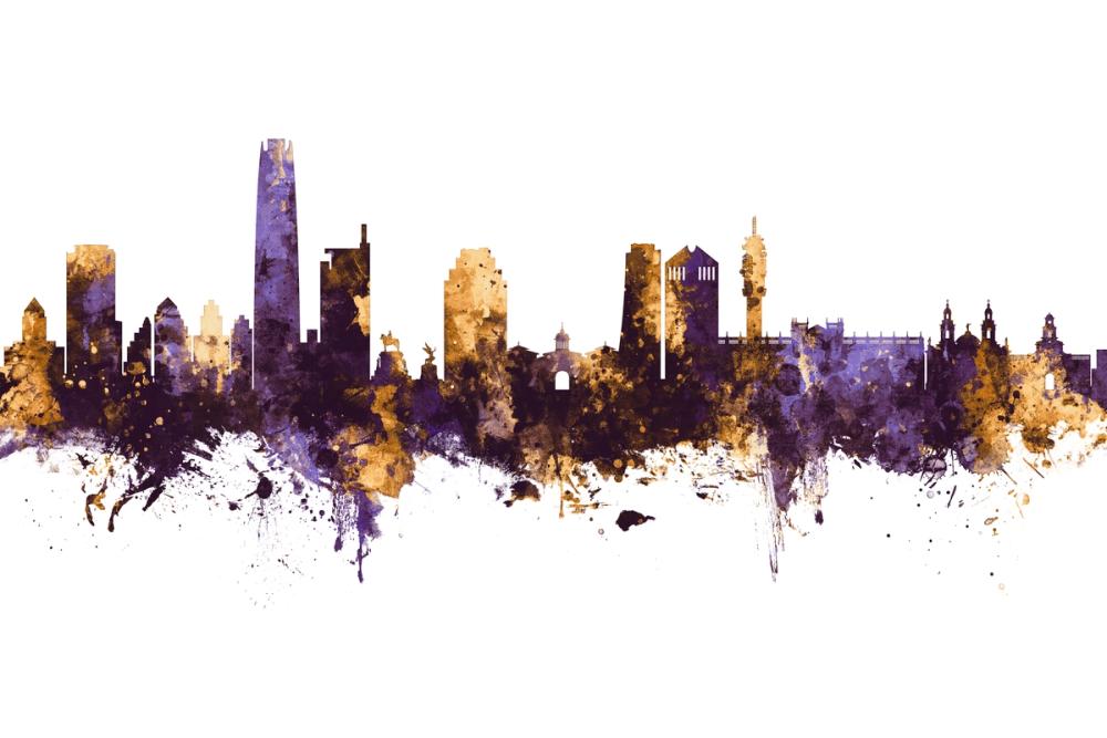 Santiago de Chile Skyline Purple & Gold