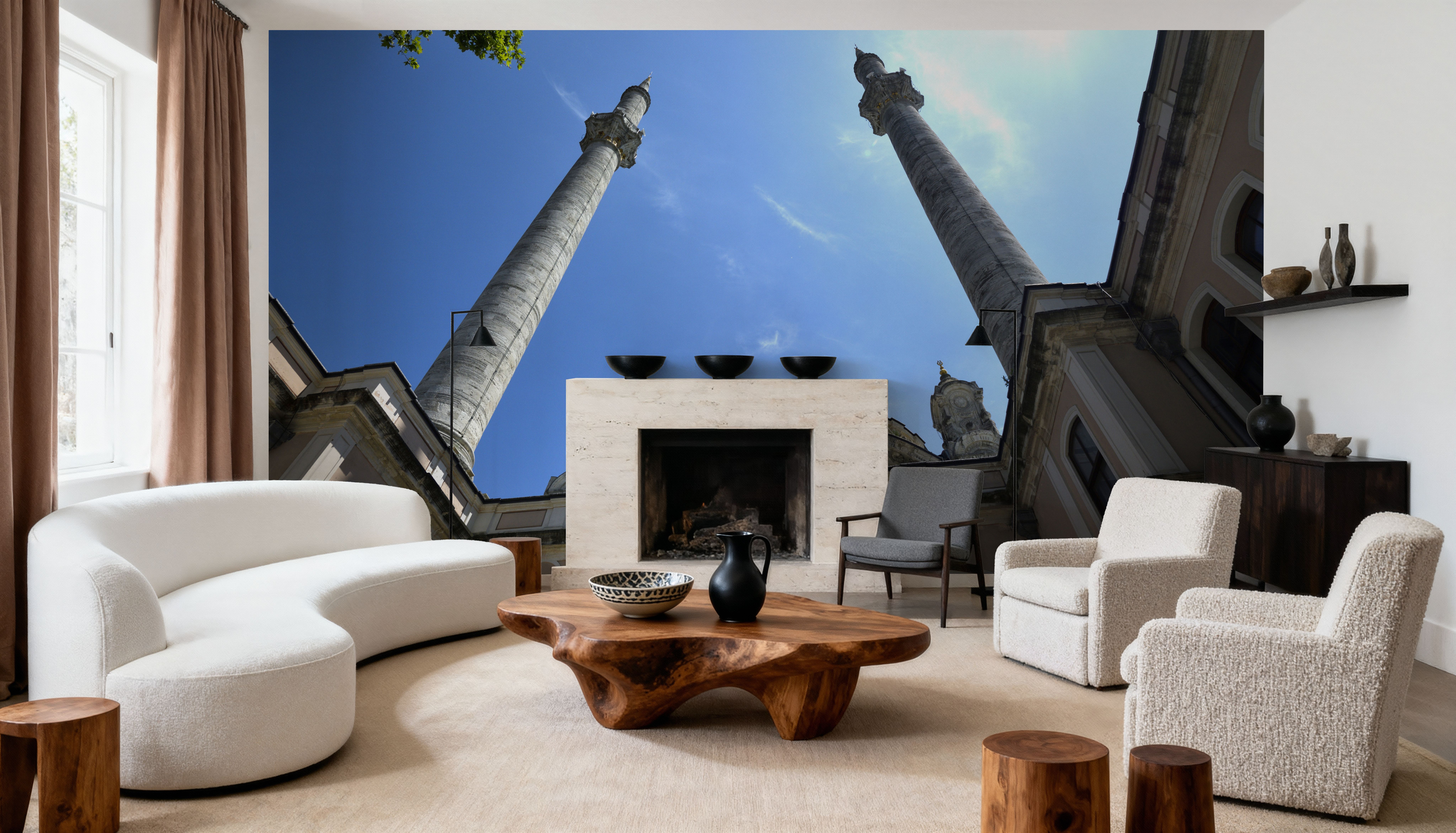 Wall Mural - Majestic Minarets - Architecture Spirituality mural wallpaper - Blue - Offices - Wallism US - Premium, Textured or Peel & Stick