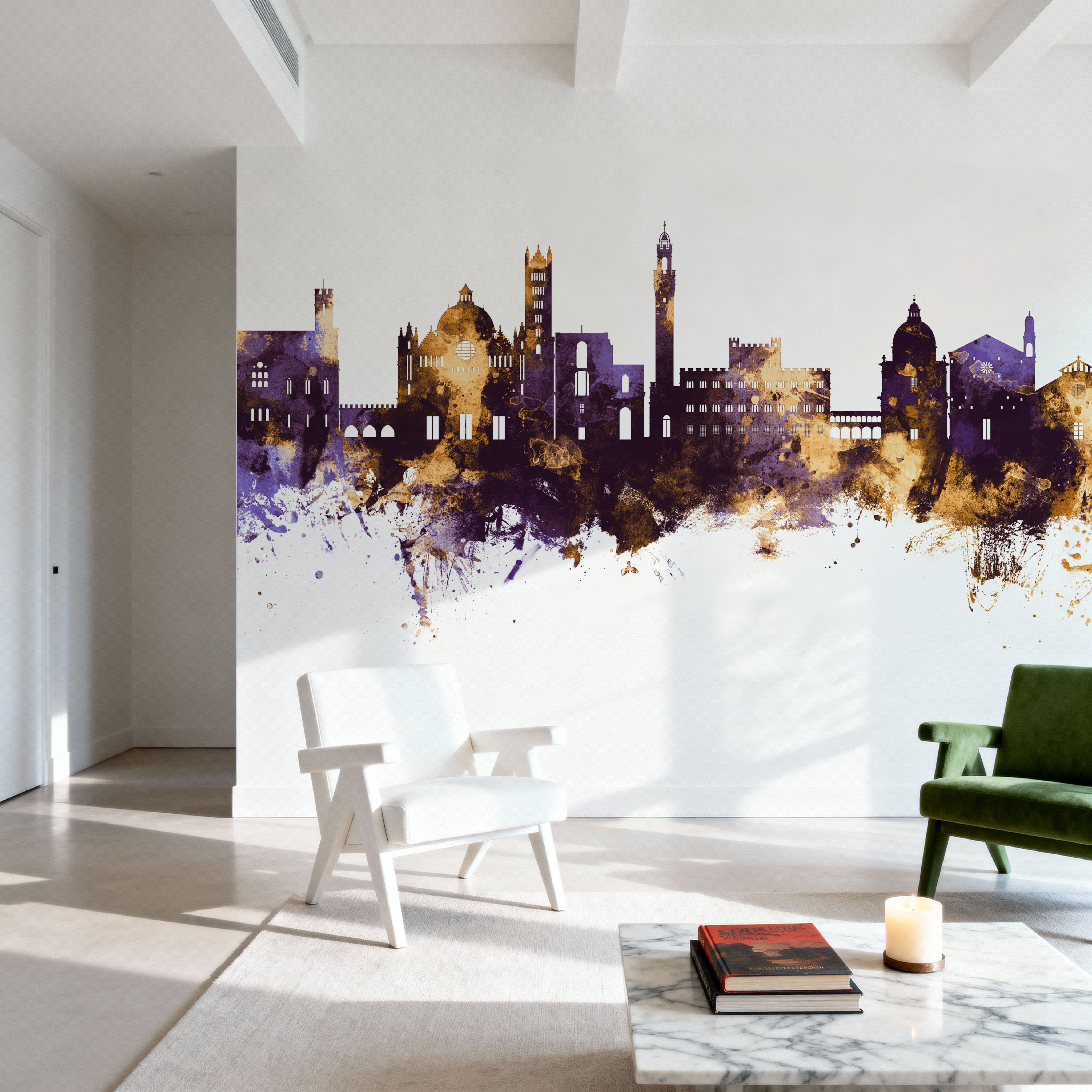 Siena Italy Skyline Purple & Gold