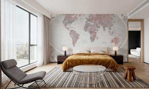 World Map Atlas Red