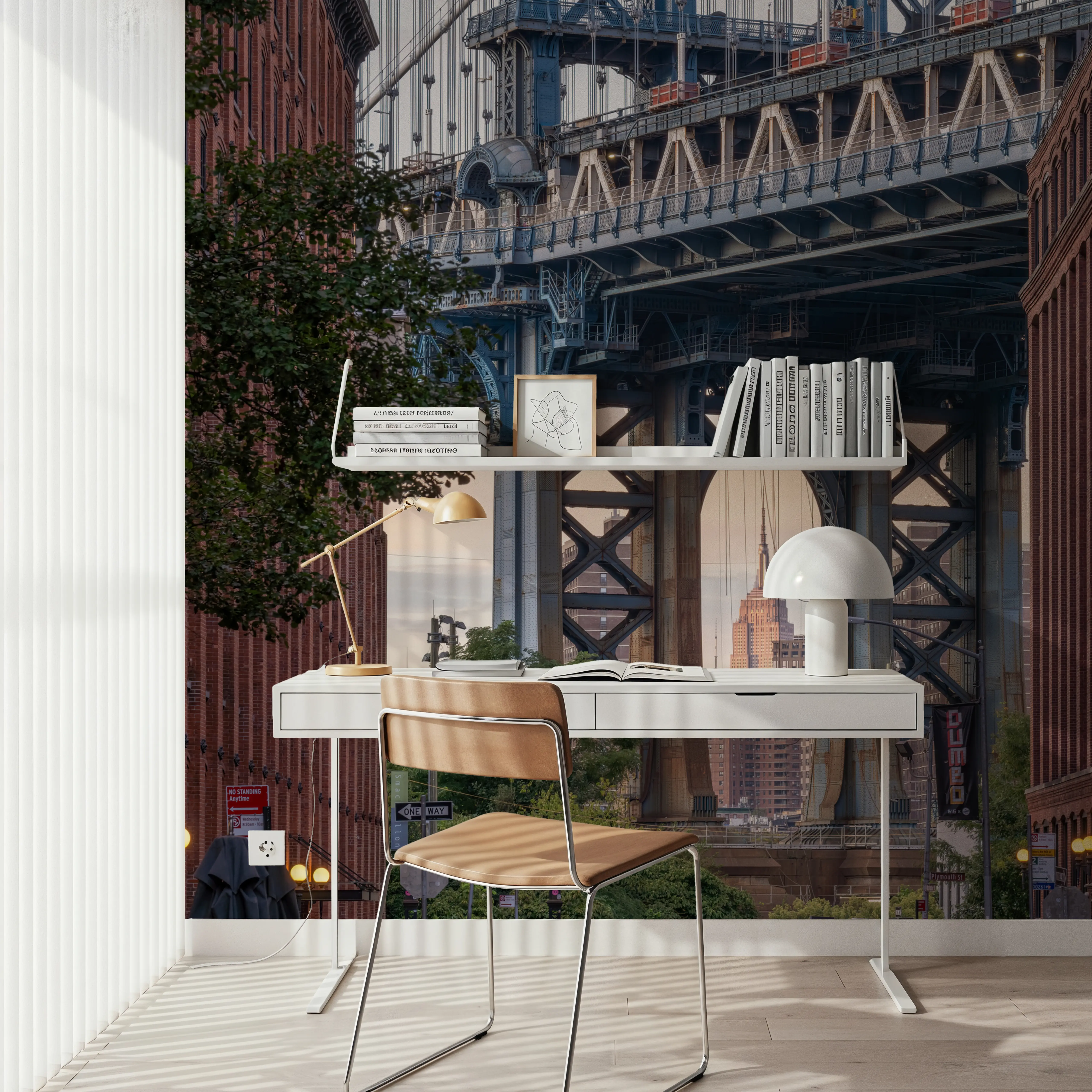 Papier Peint Panoramique - Empire State Threaded - Architecture Grande ville - Bleu - Bureaux - Wallism Belgique - Encollage au mur ou Autocollant