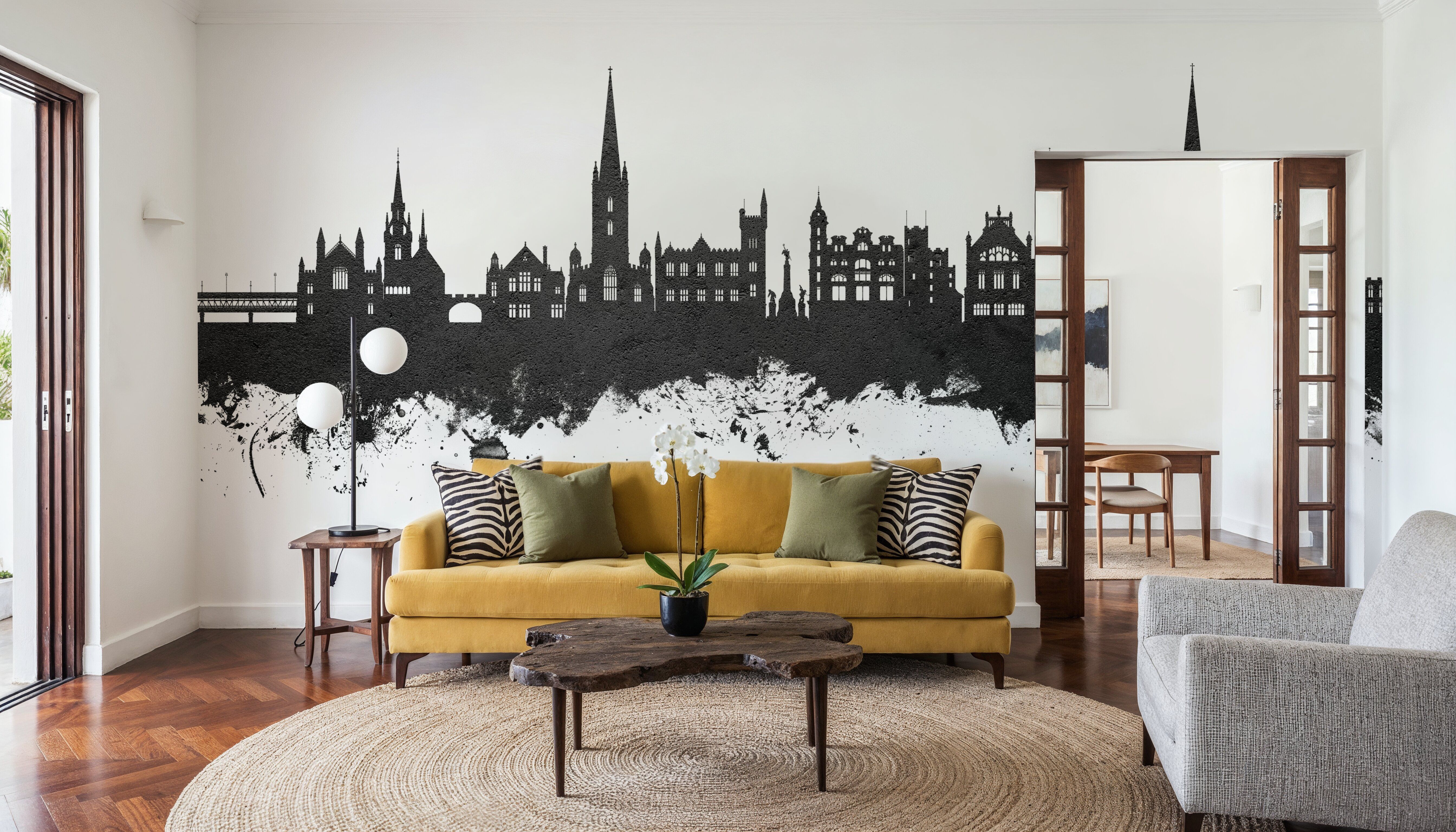 Derry Northern Ireland Skyline Black & White