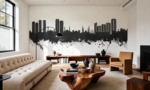 Ajman Skyline Black & White