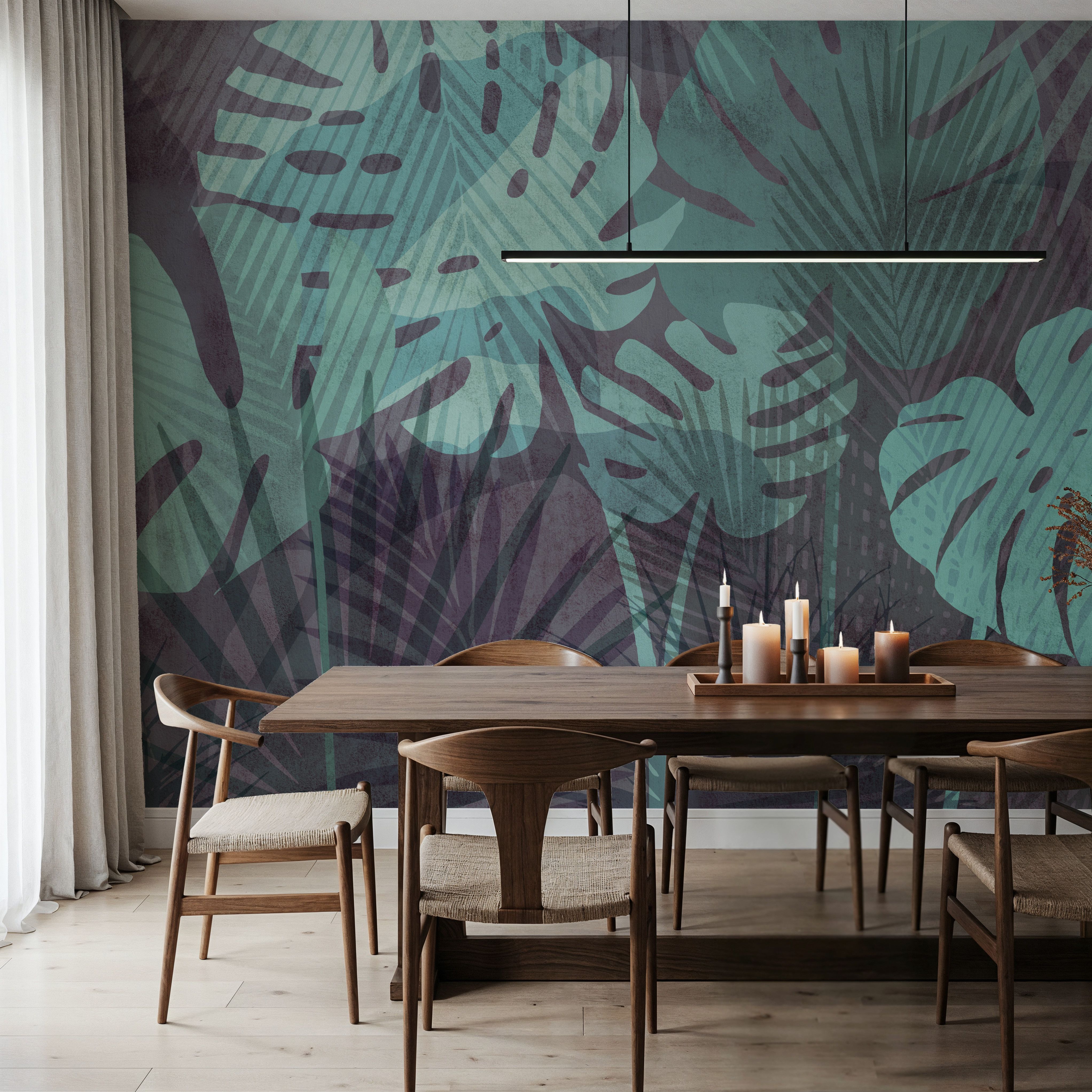 Big Monstera Leaves, Cyan