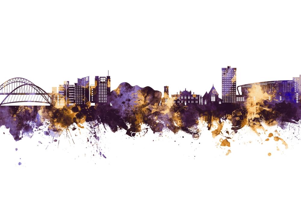 Gateshead England Skyline Purple & Gold