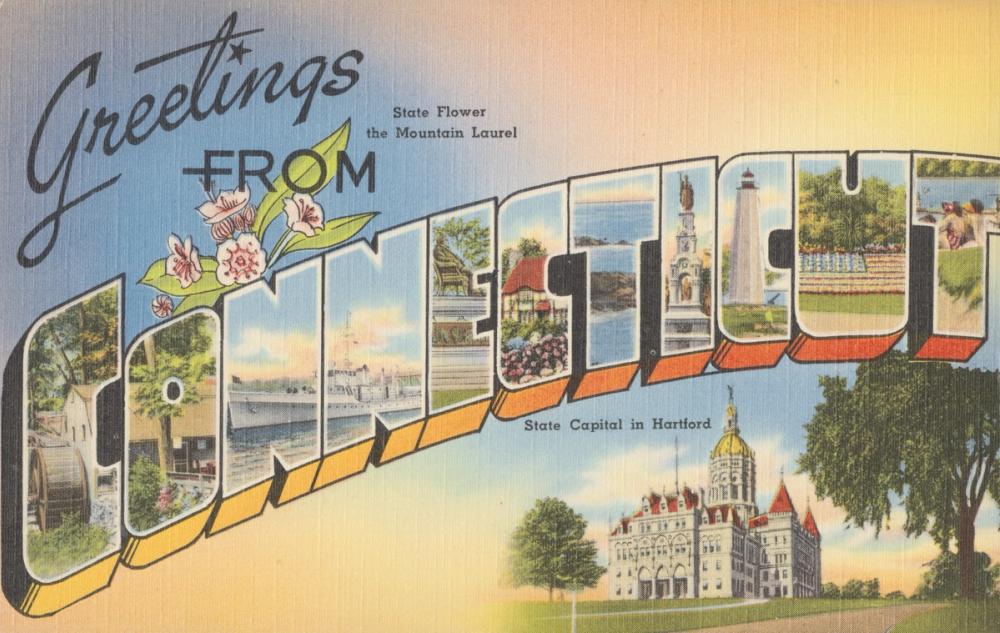 Greetings from Connecticut - Screenprint Postcard