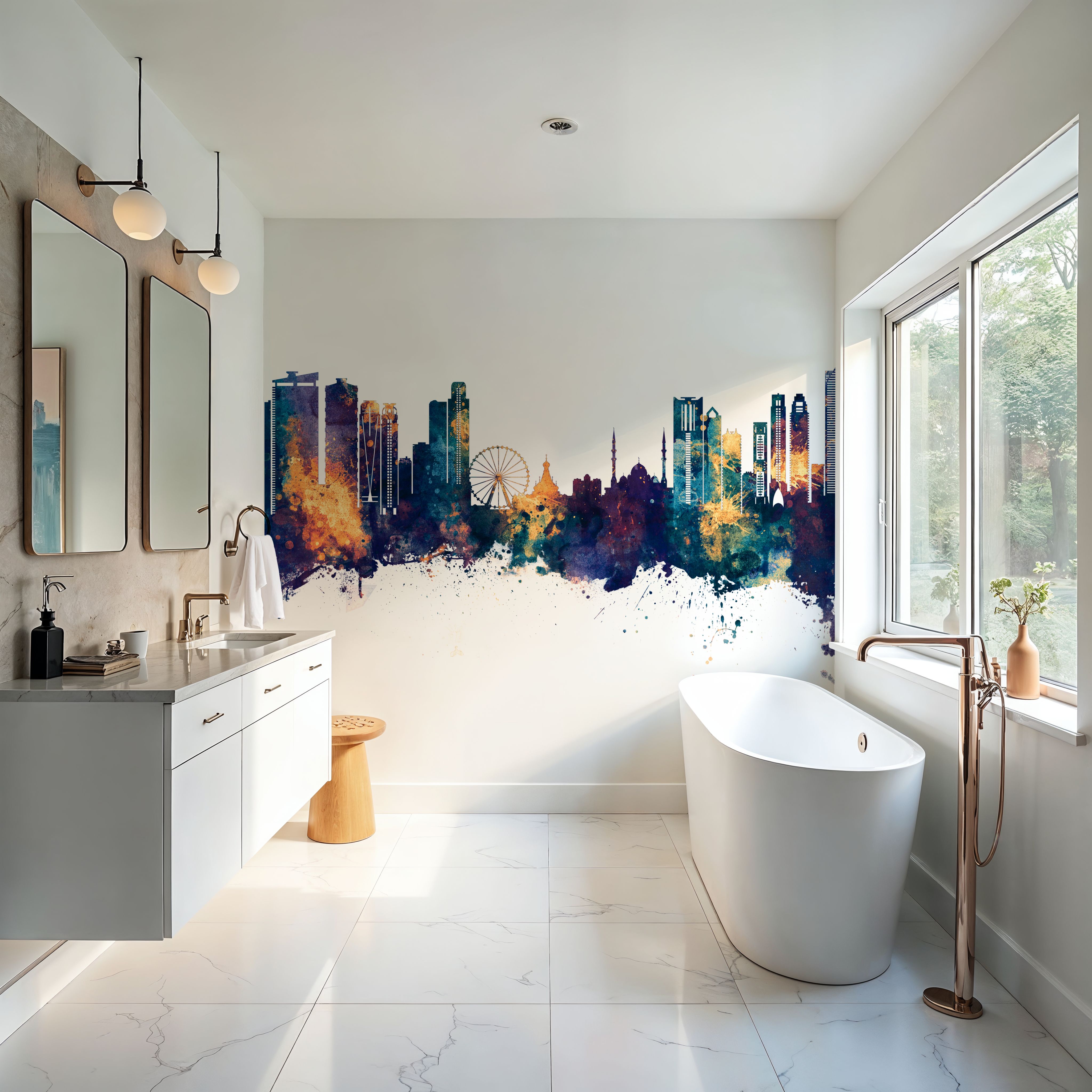 Sharjah Skyline Blue & Bronze