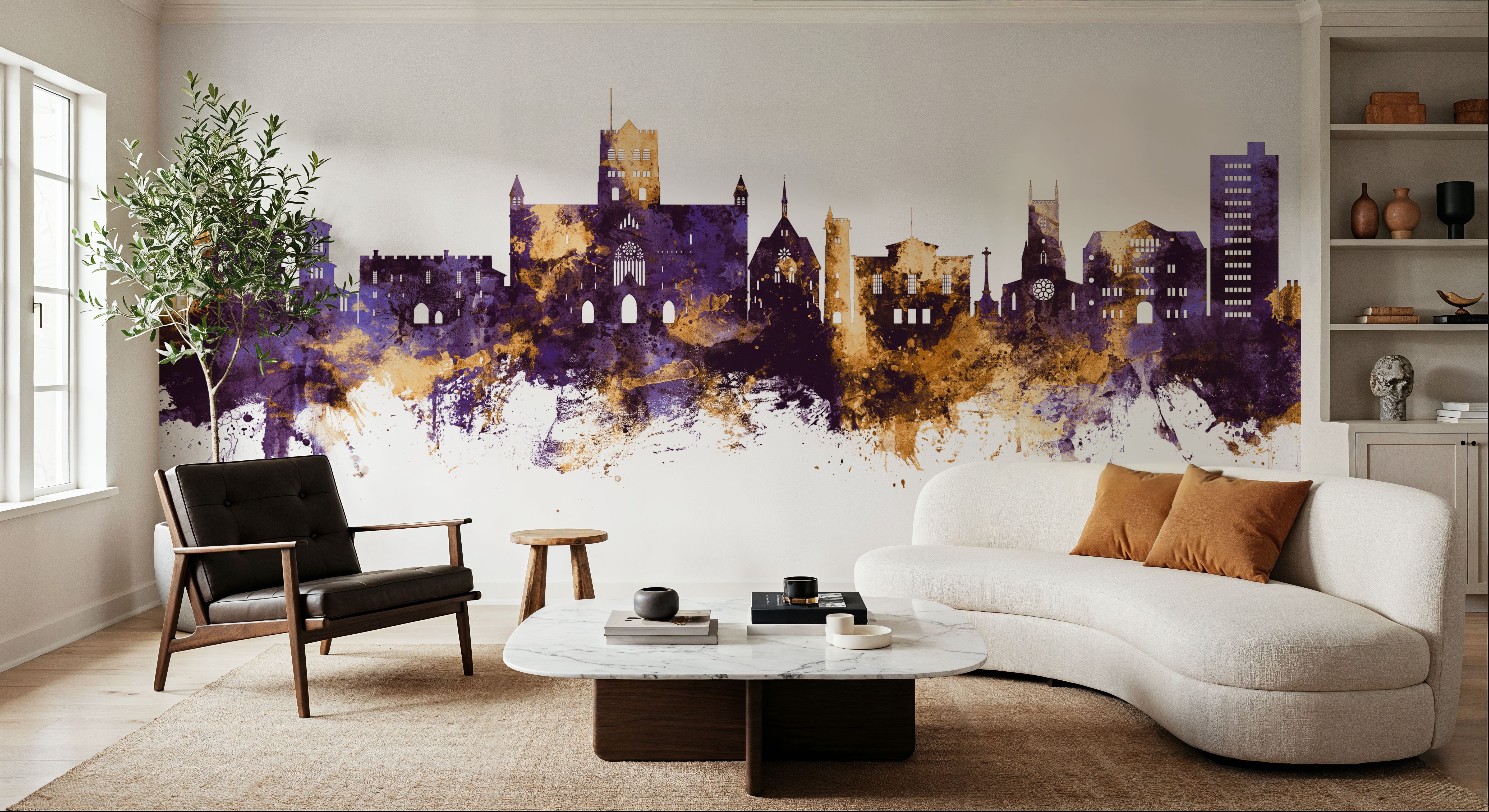 St Albans England Skyline Purple & Gold