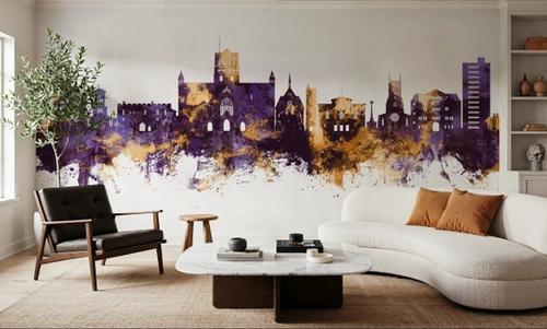 St Albans England Skyline Purple & Gold