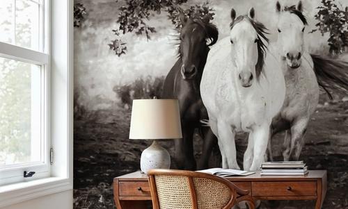 Three Wild Horses Sepia