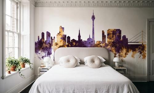 Düsseldorf Germany Skyline Purple & Gold