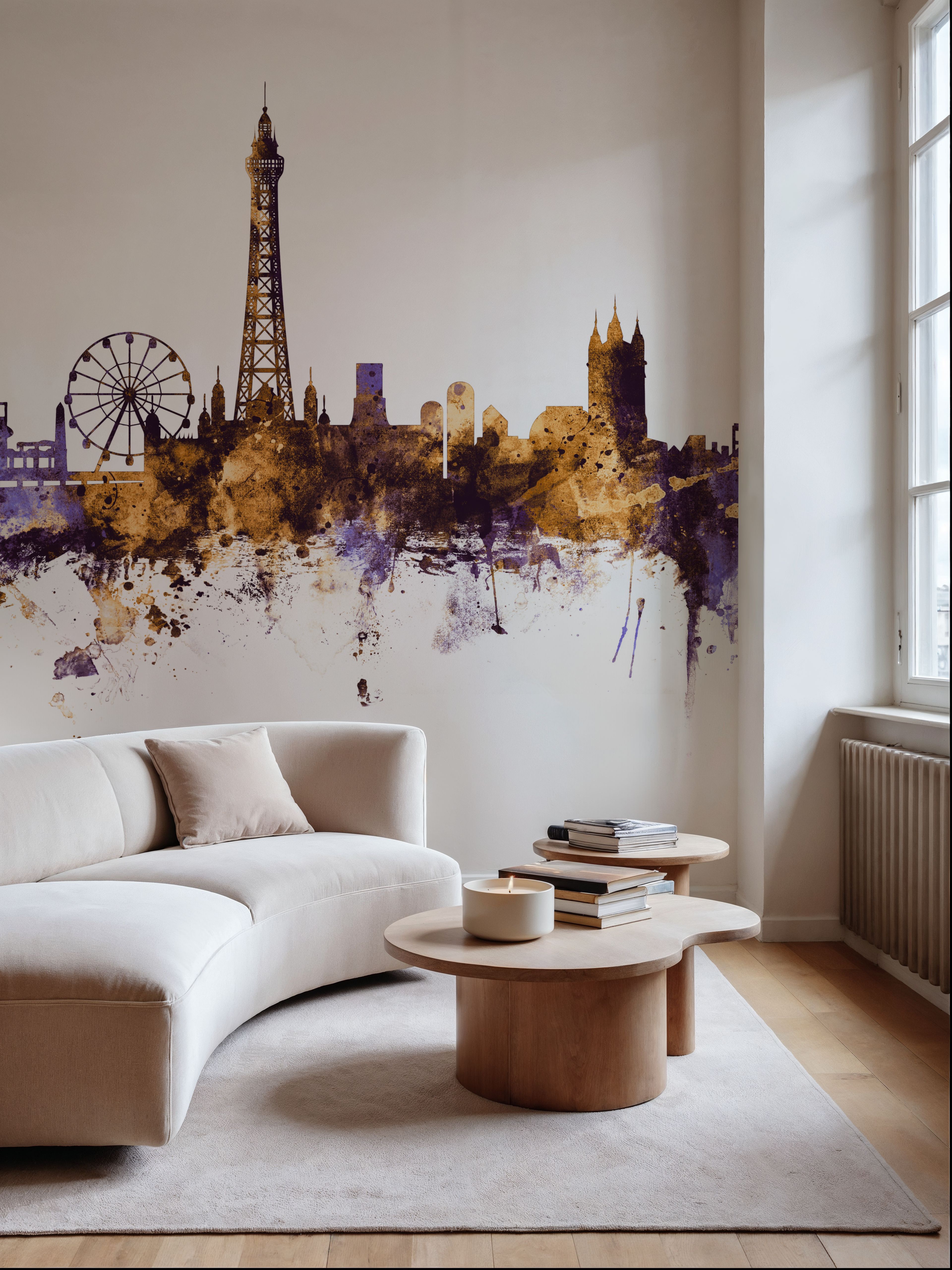 Blackpool England Skyline Purple & Gold