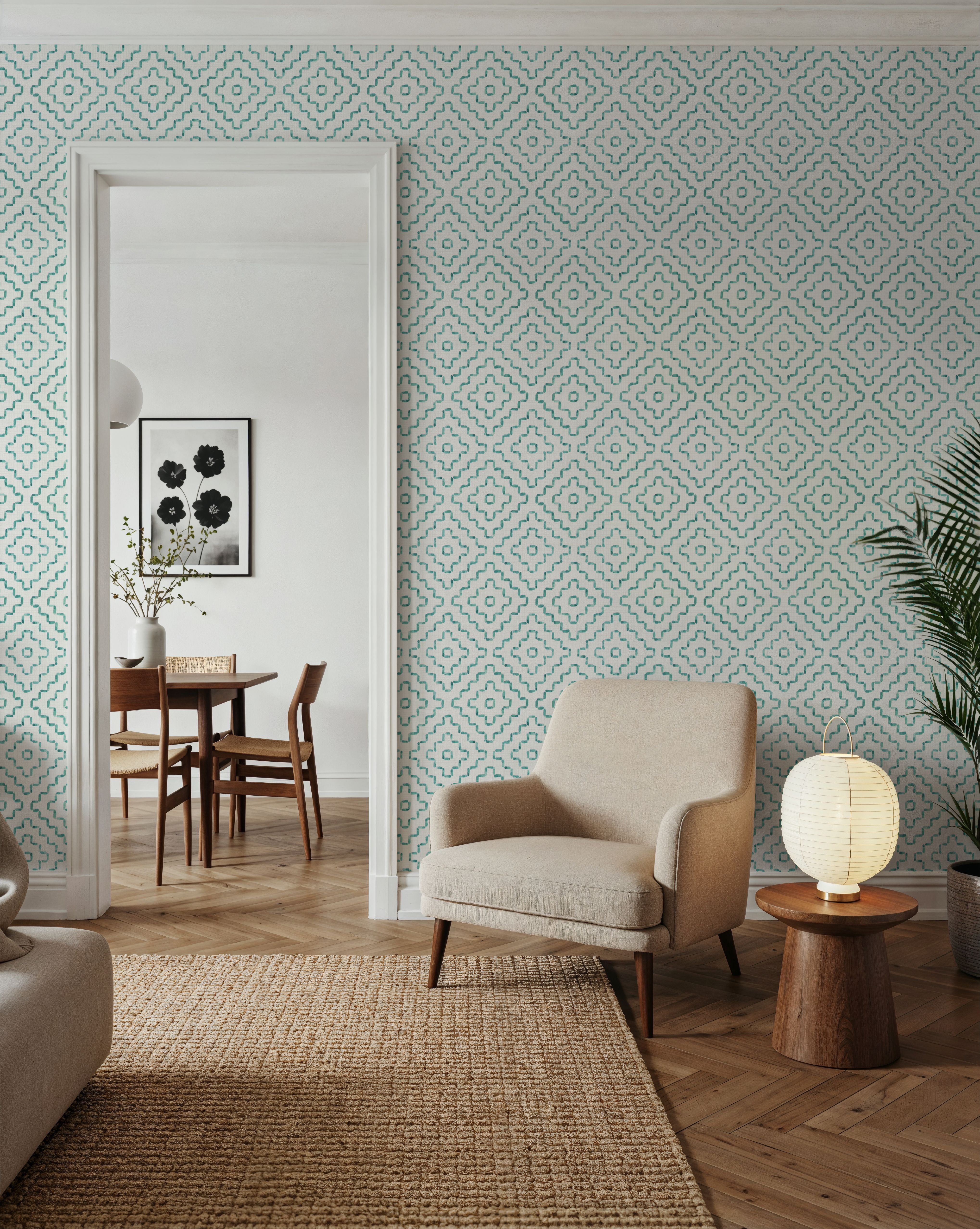 Mixed Greens Turqouise Inverse