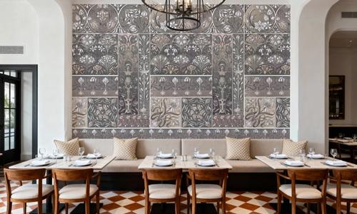 Art Deco Floral Wall Beige
