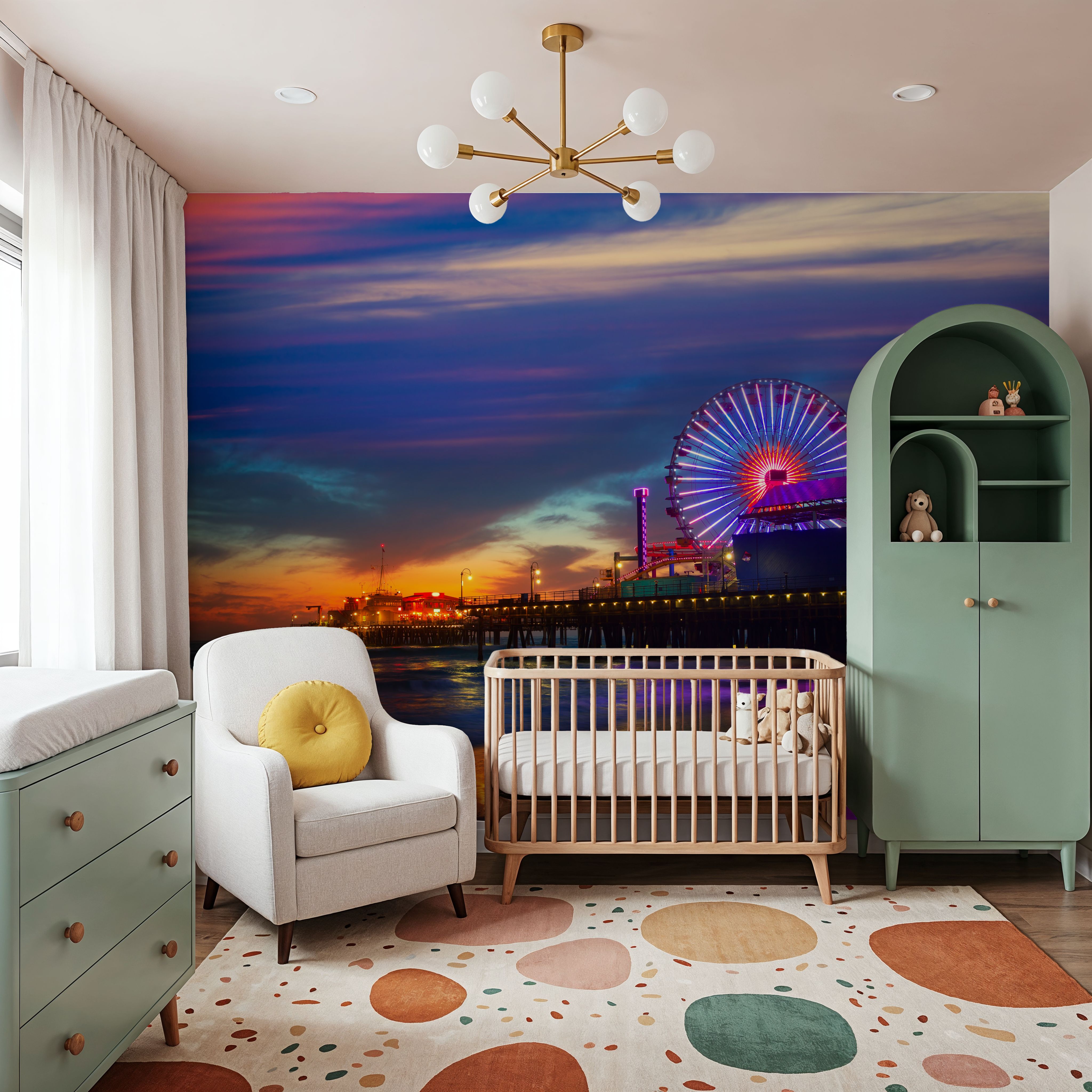 Santa Monica Pier Sunset Purple