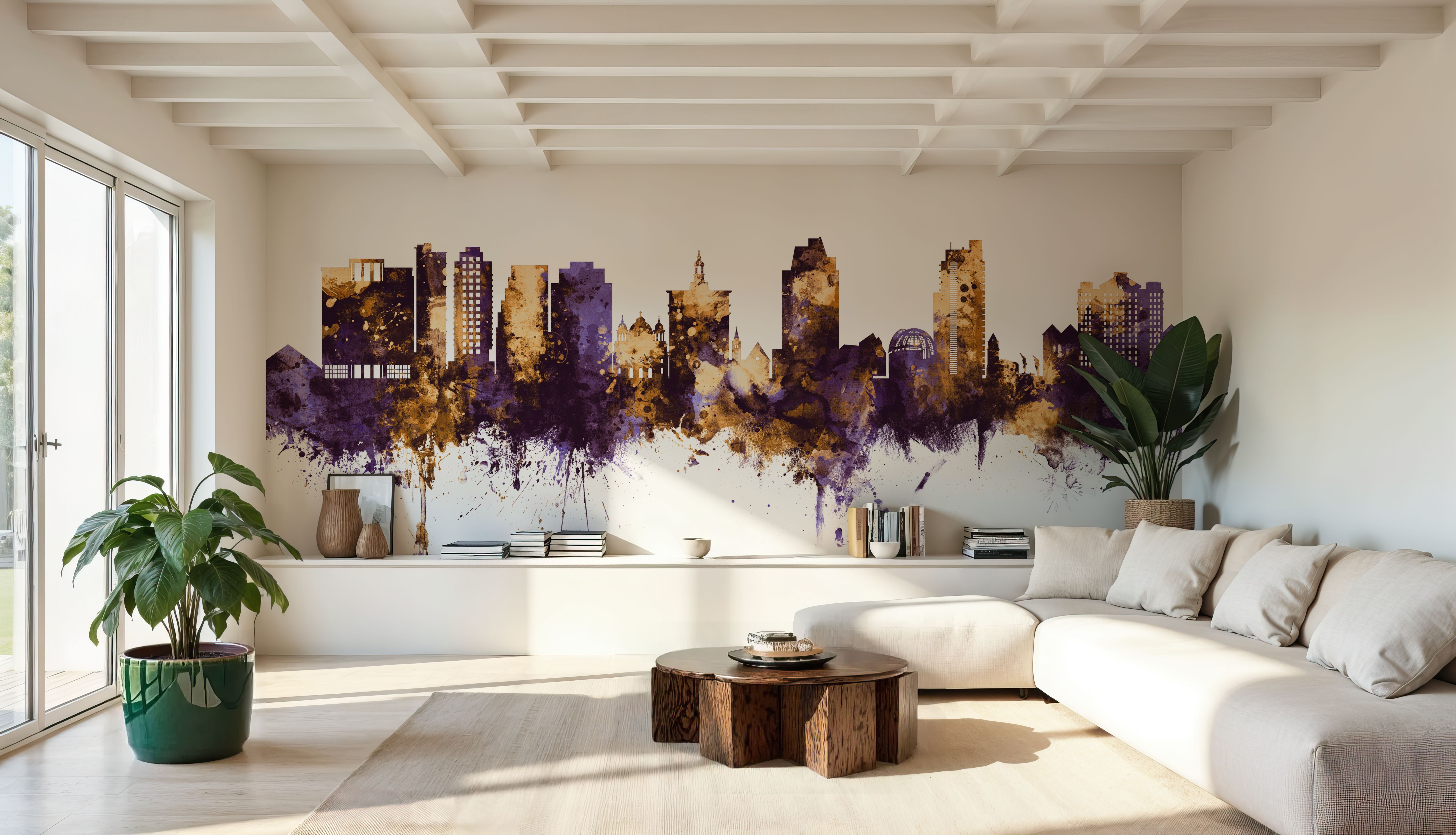 San Jose California Skyline Purple & Gold