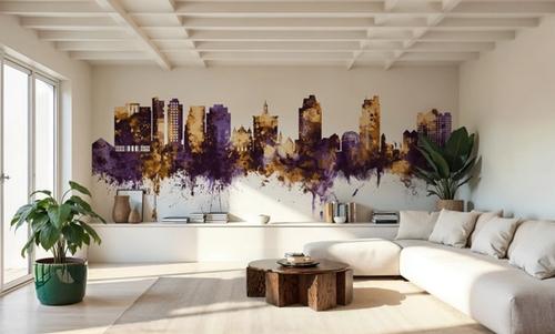 San Jose California Skyline Purple & Gold