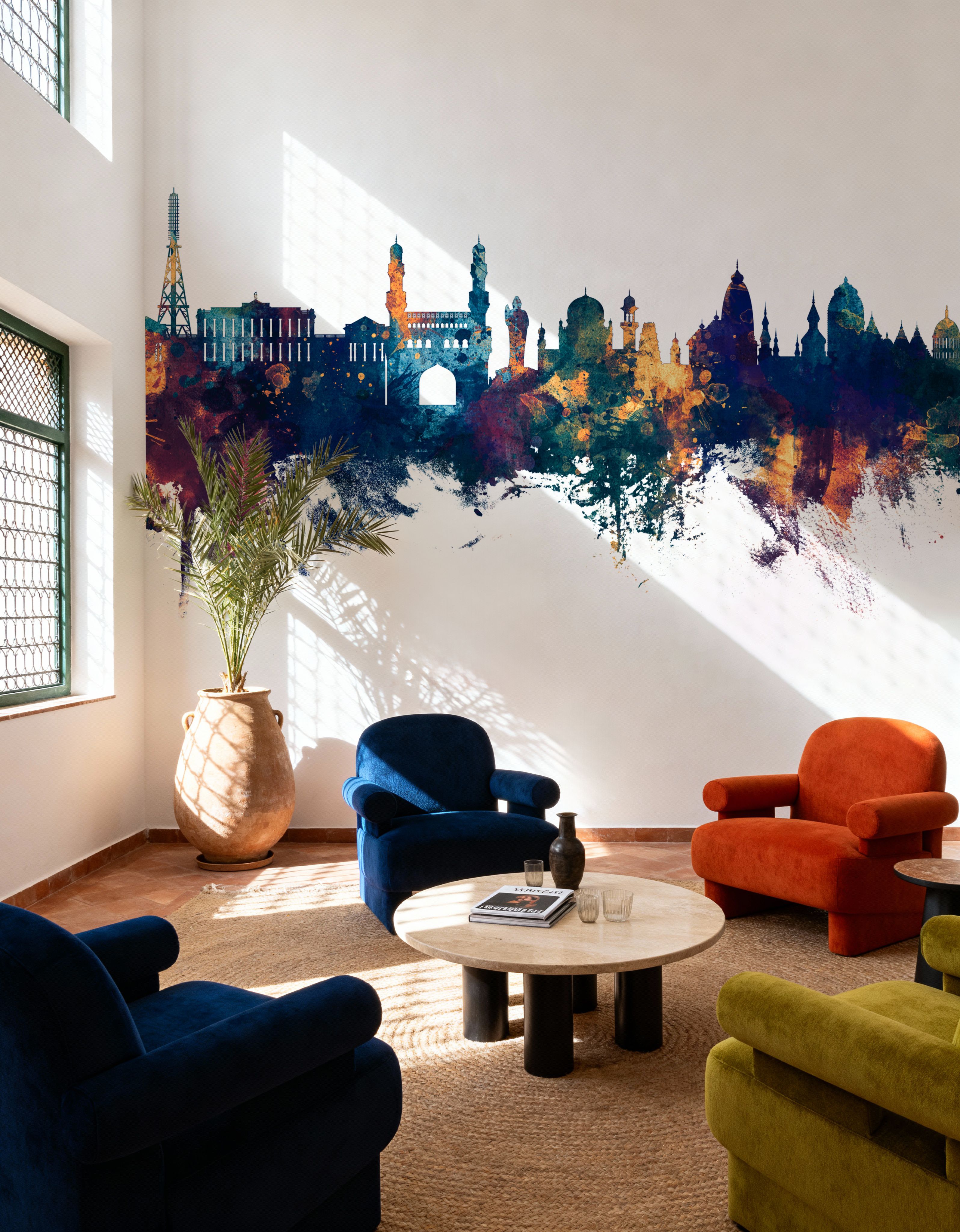 Hyderabad Skyline Blue & Bronze