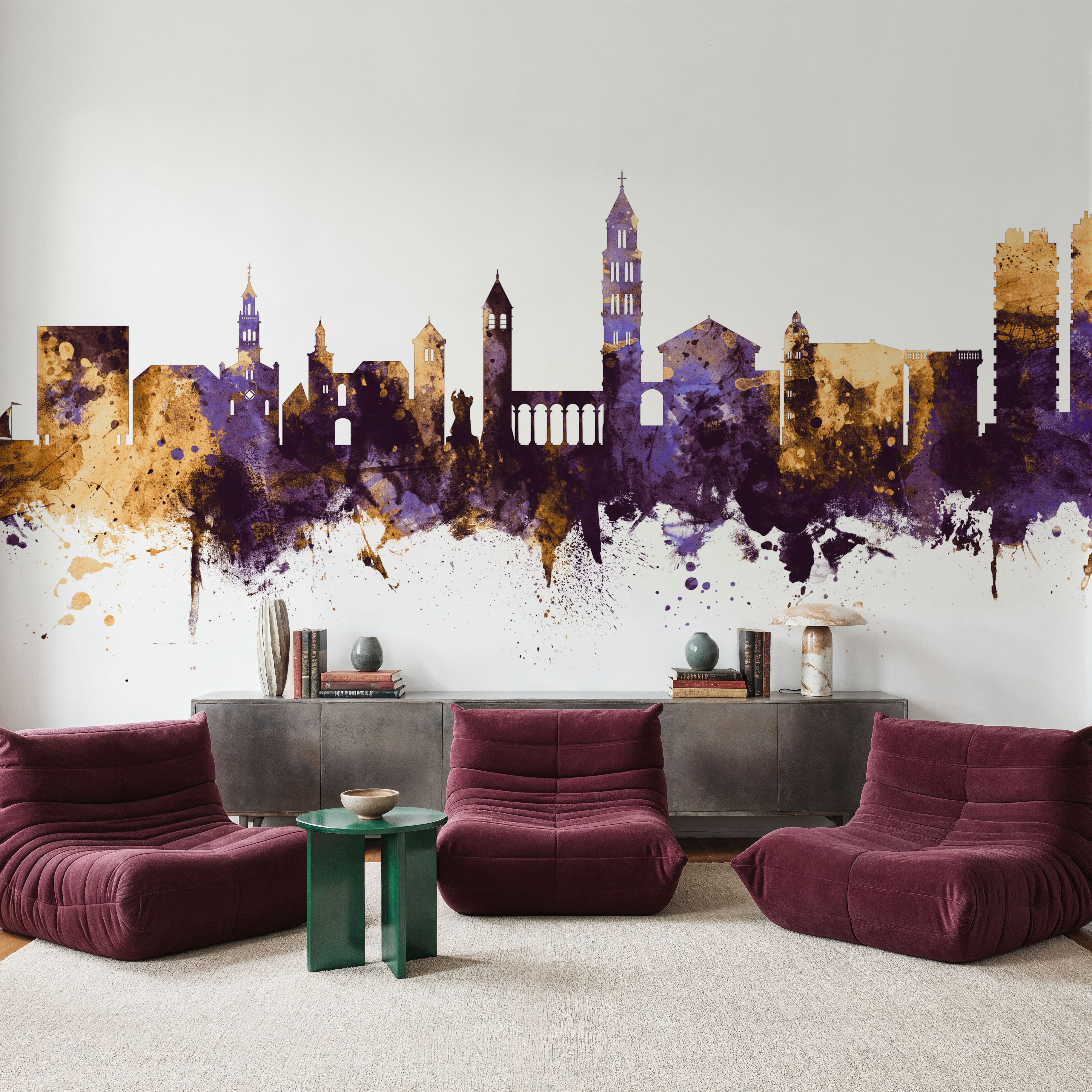 Split Croatia Skyline Purple & Gold