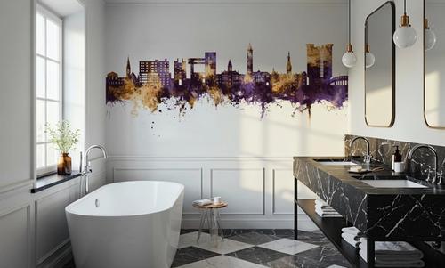 Ithaca New York Skyline Purple & Gold