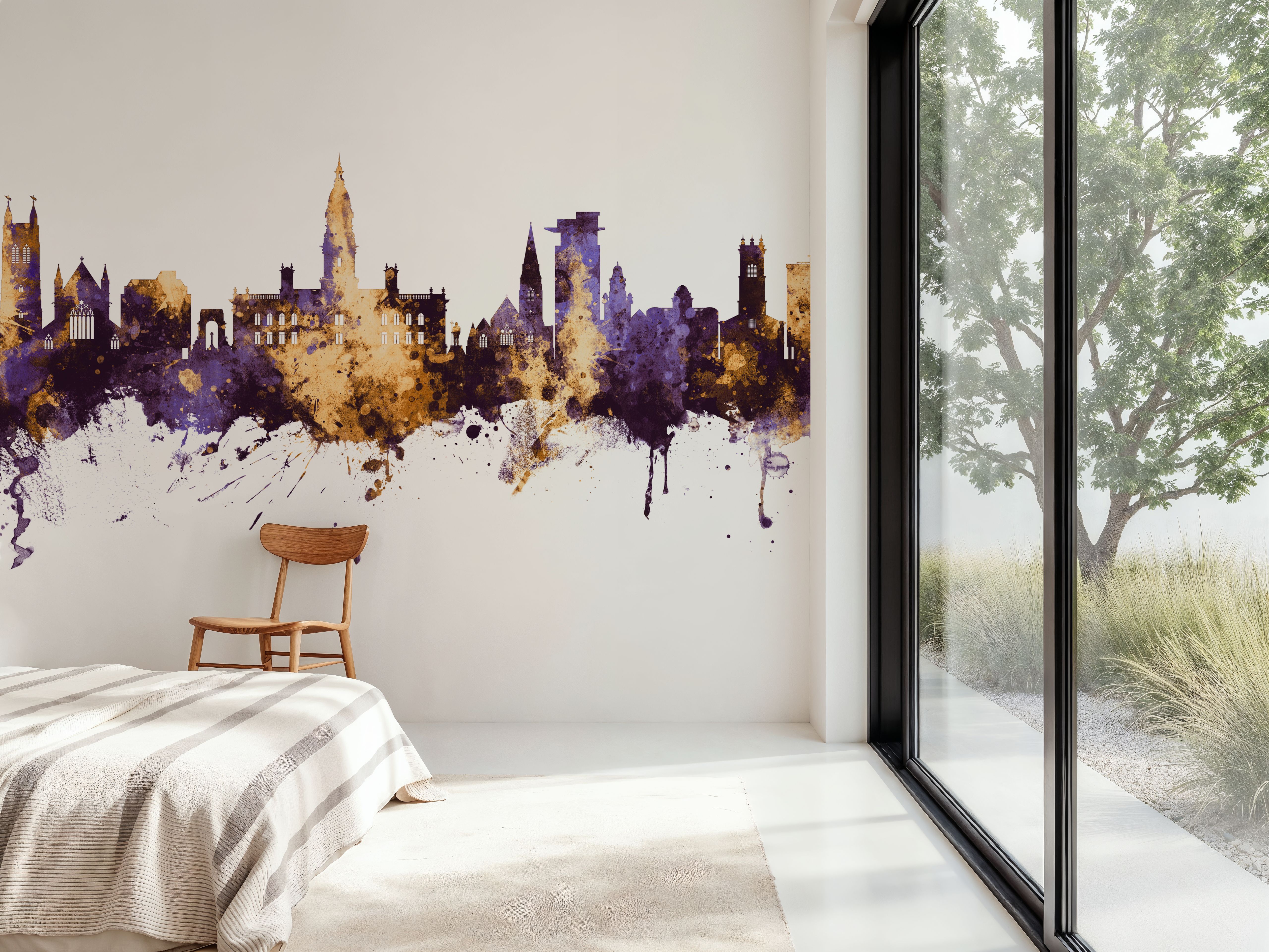 Bolton England Skyline Purple & Gold