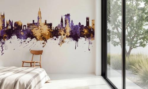 Bolton England Skyline Purple & Gold