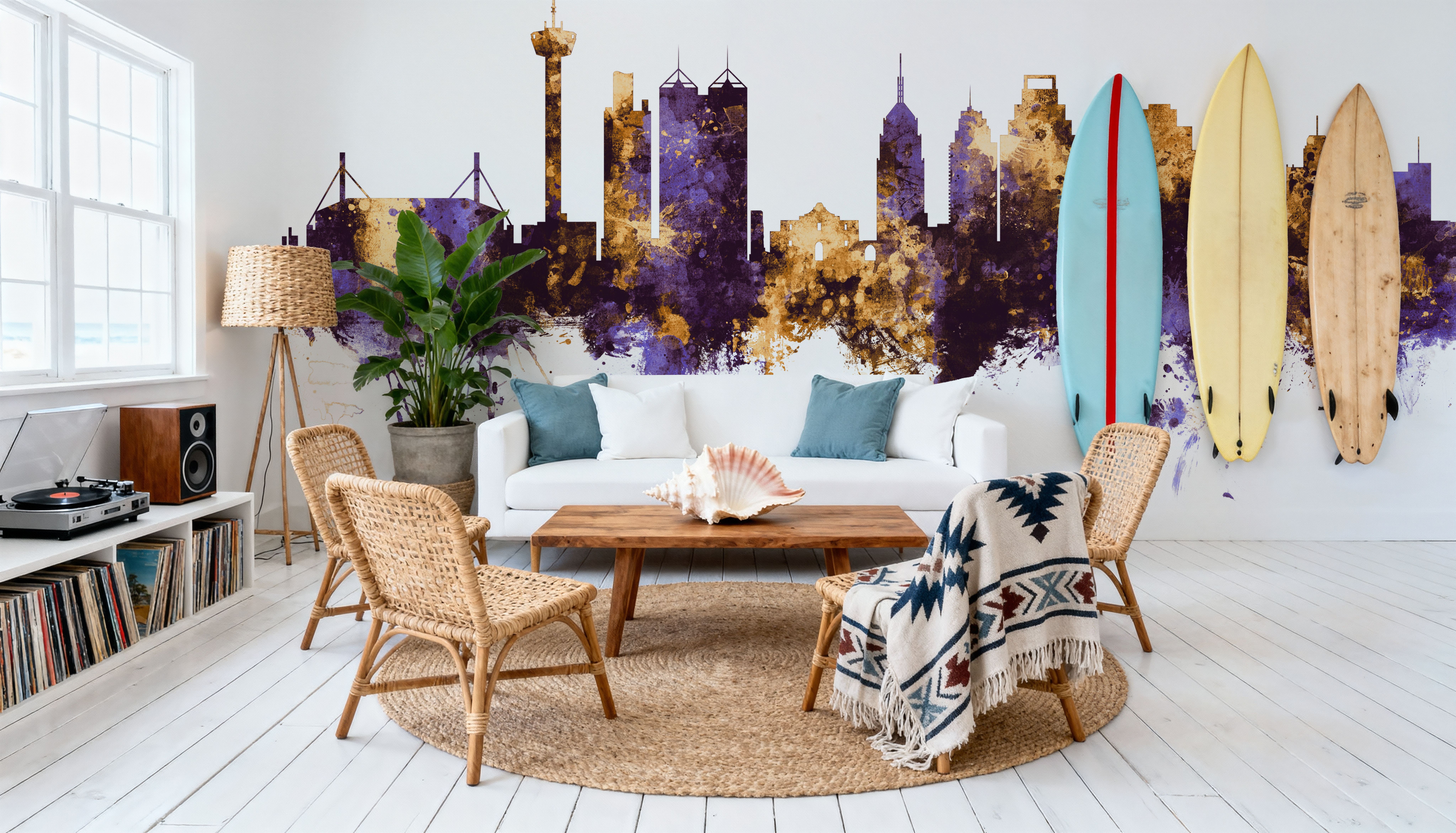 San Antonio Texas Skyline Purple & Gold