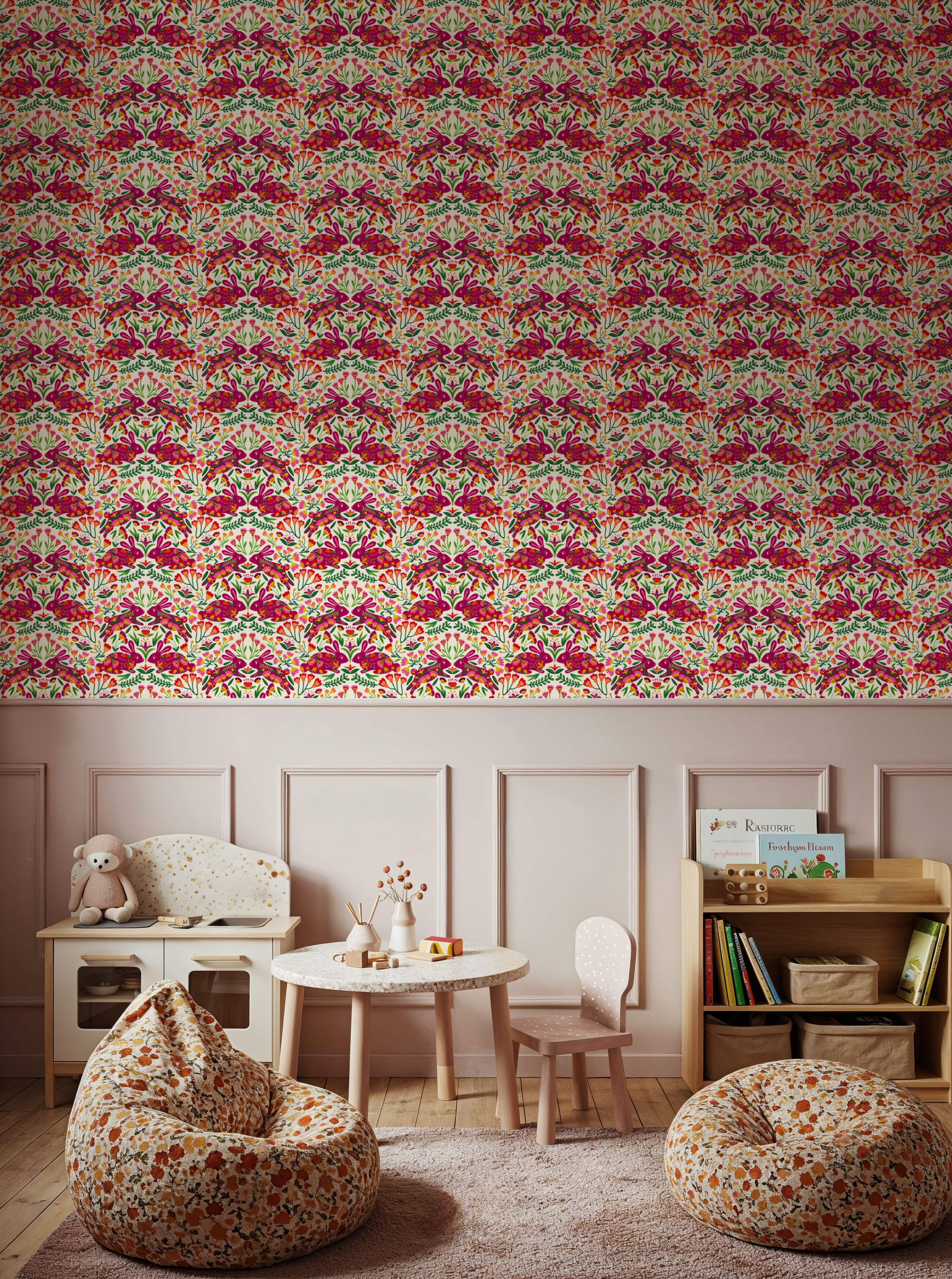 Otomi Rabbits & Flowers Pattern