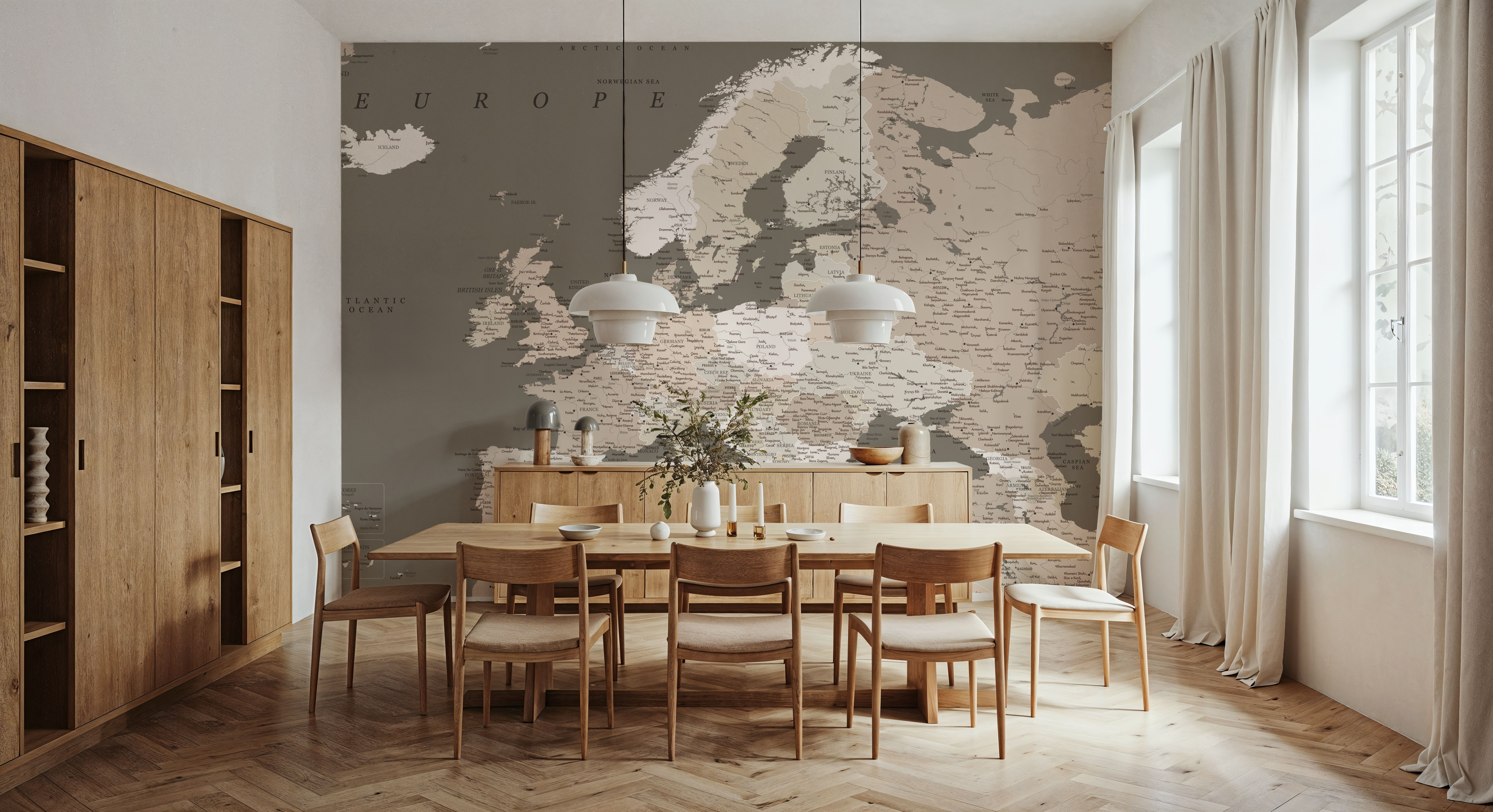 Europe Map Detailed - Earthy, Wallpaper