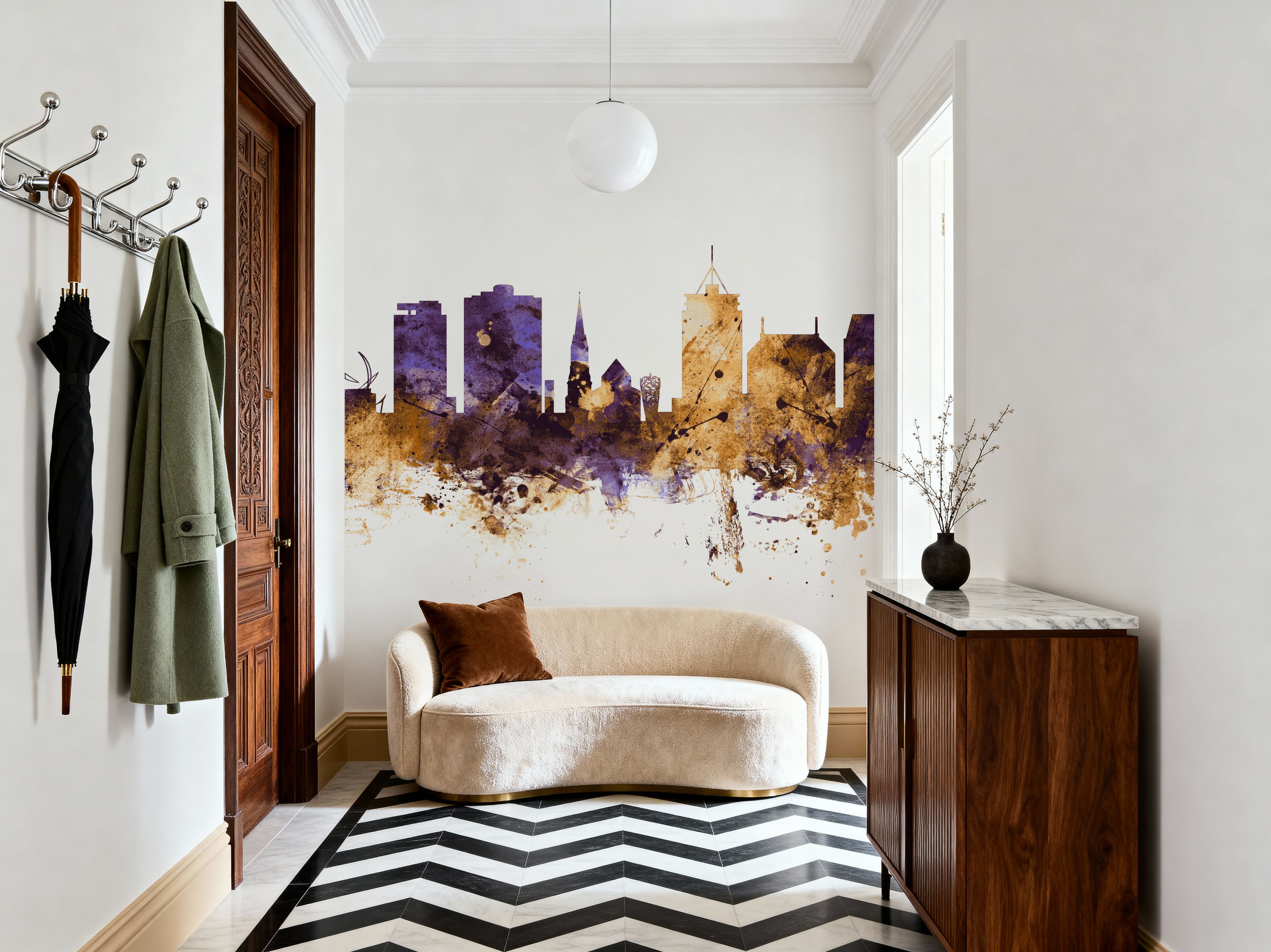 Christchurch New Zealand Skyline Purple & Gold