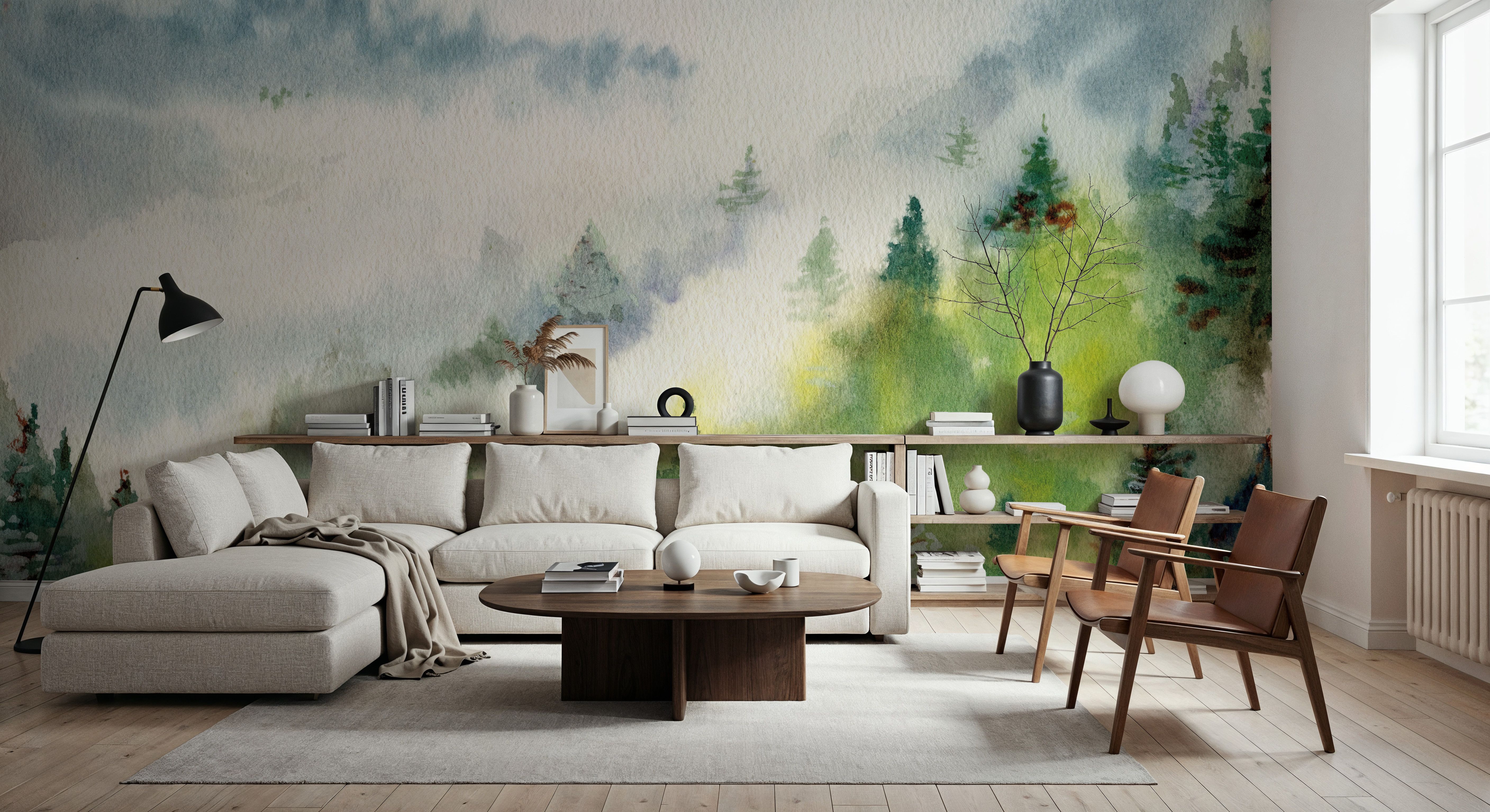 Watercolor Evergreen, Papel de parede