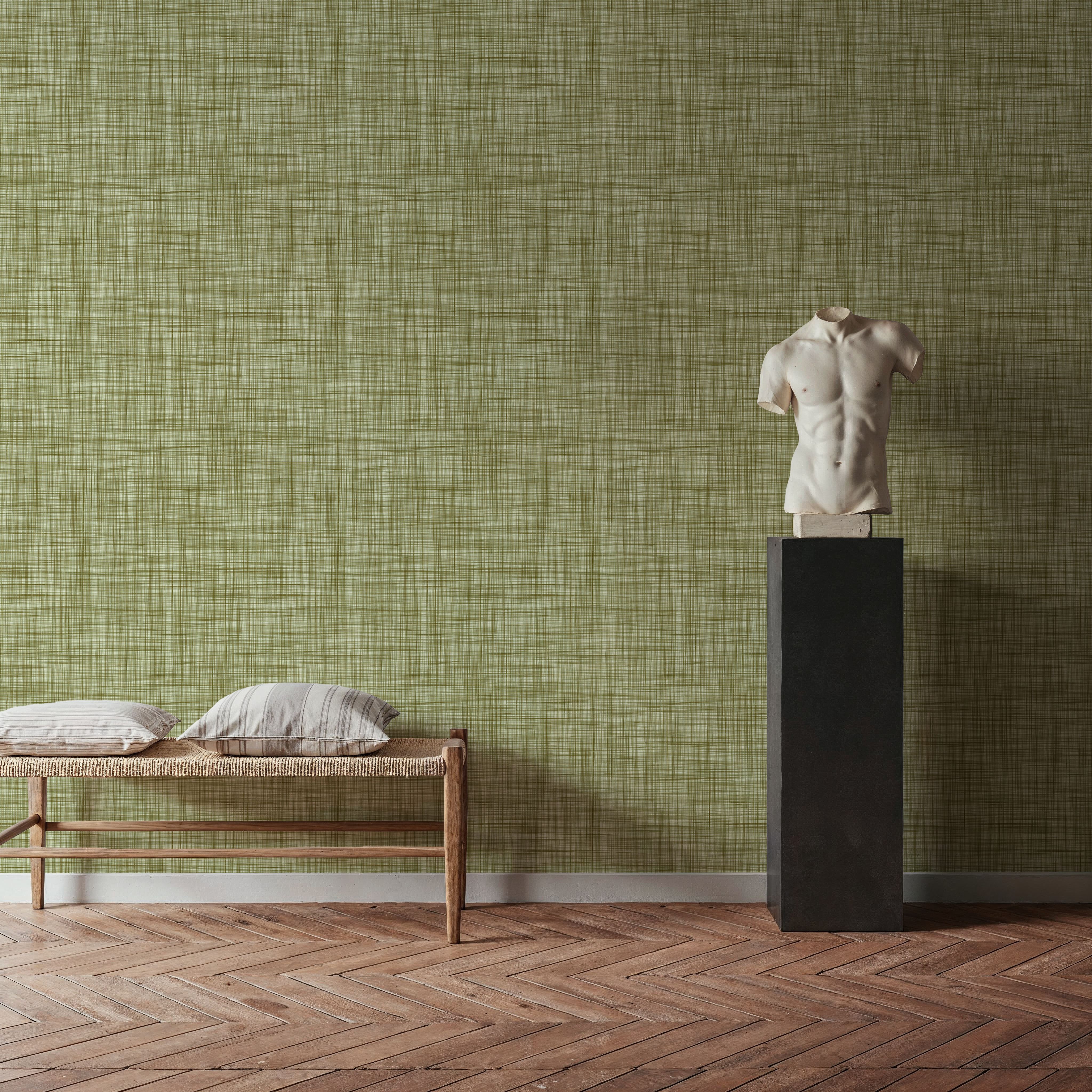Mottled Linen Effect, Olive Green
