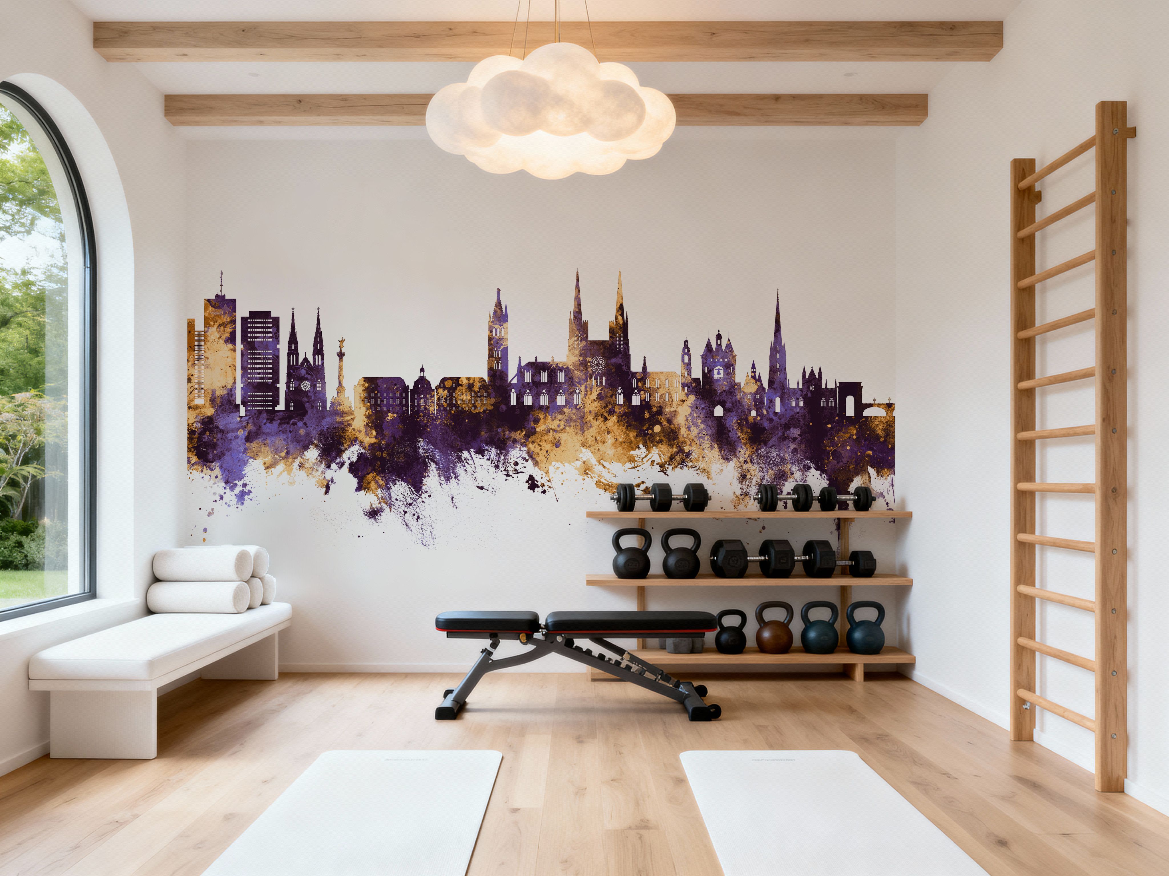 Bordeaux France Skyline Purple & Gold