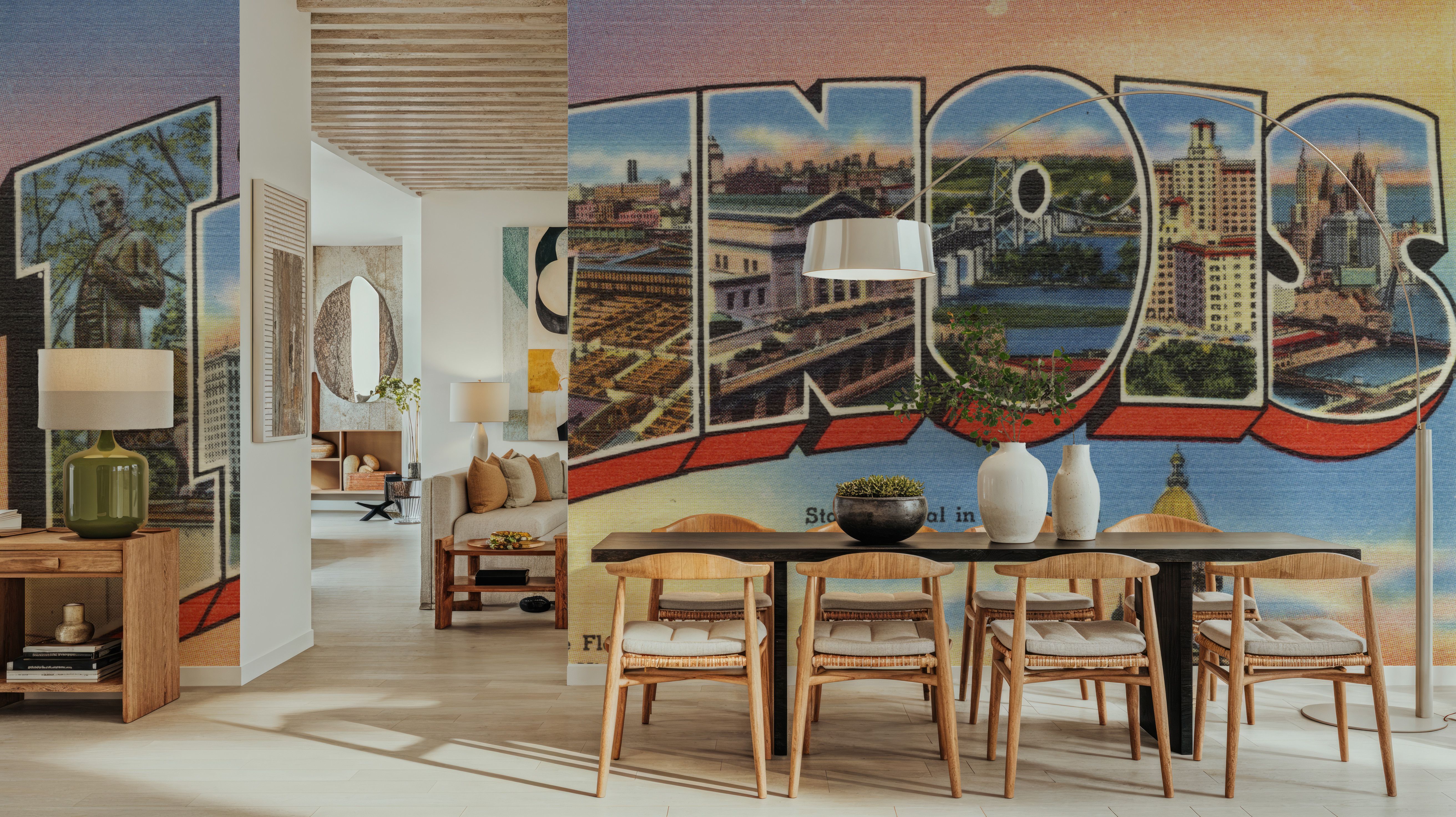 Greetings from Illinois - Screenprint Postcard