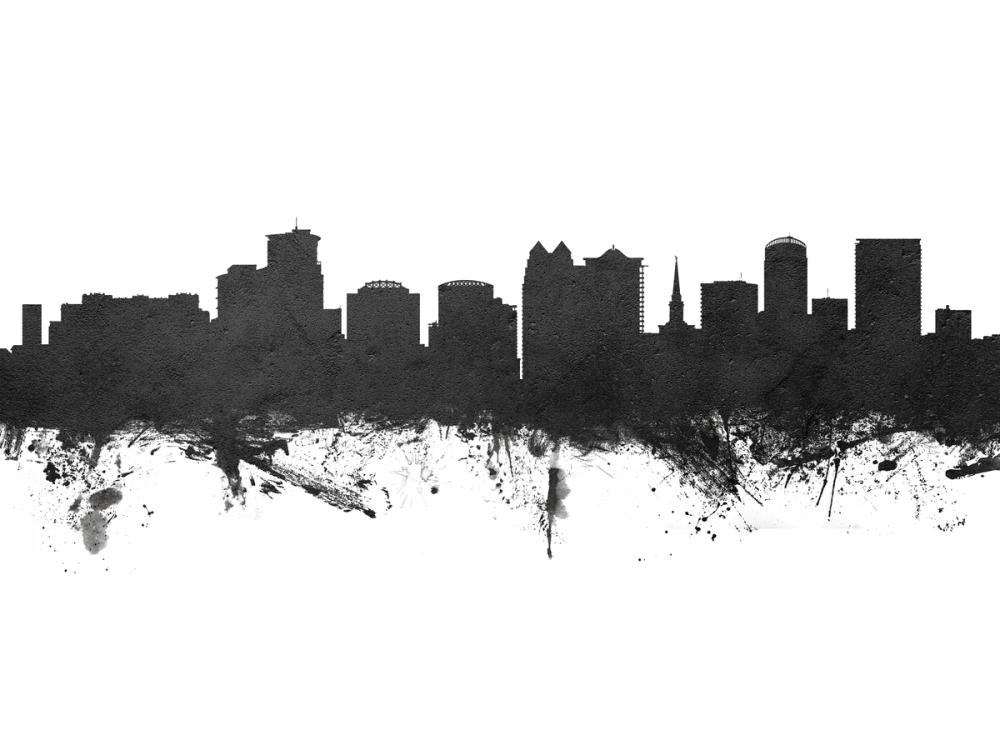 Orlando Florida Skyline Black & White