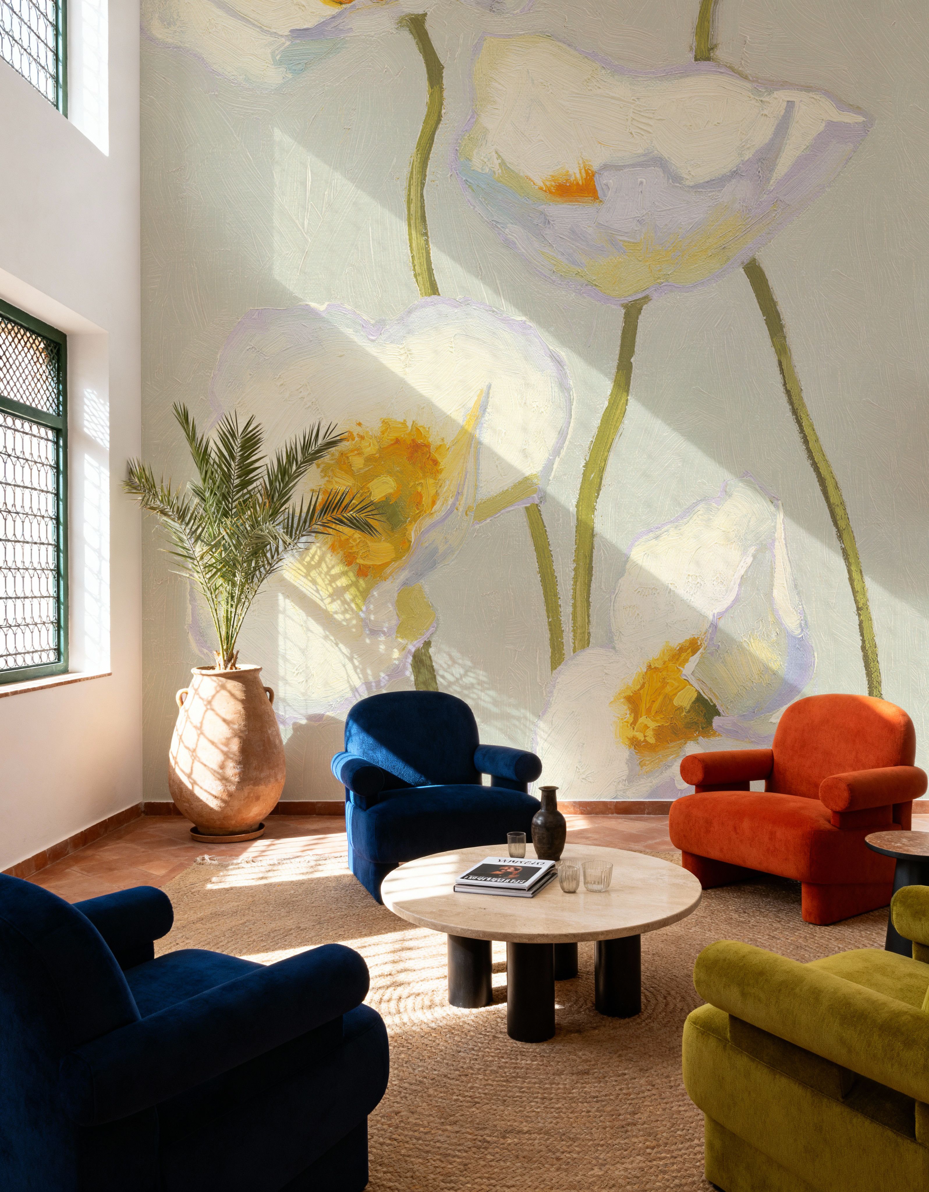 White On White Poppies Panel II