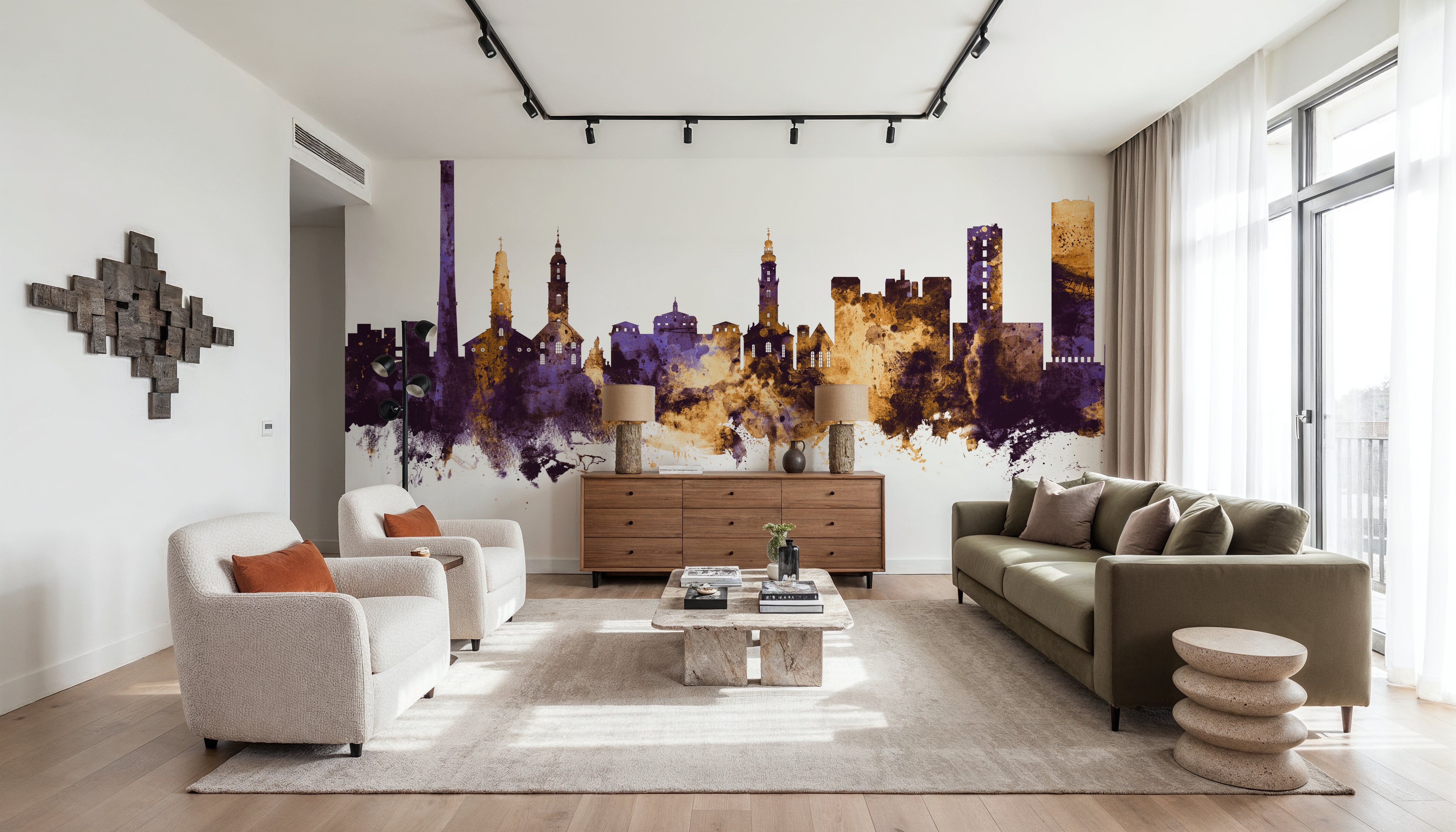 Erlangen Germany Skyline Purple & Gold